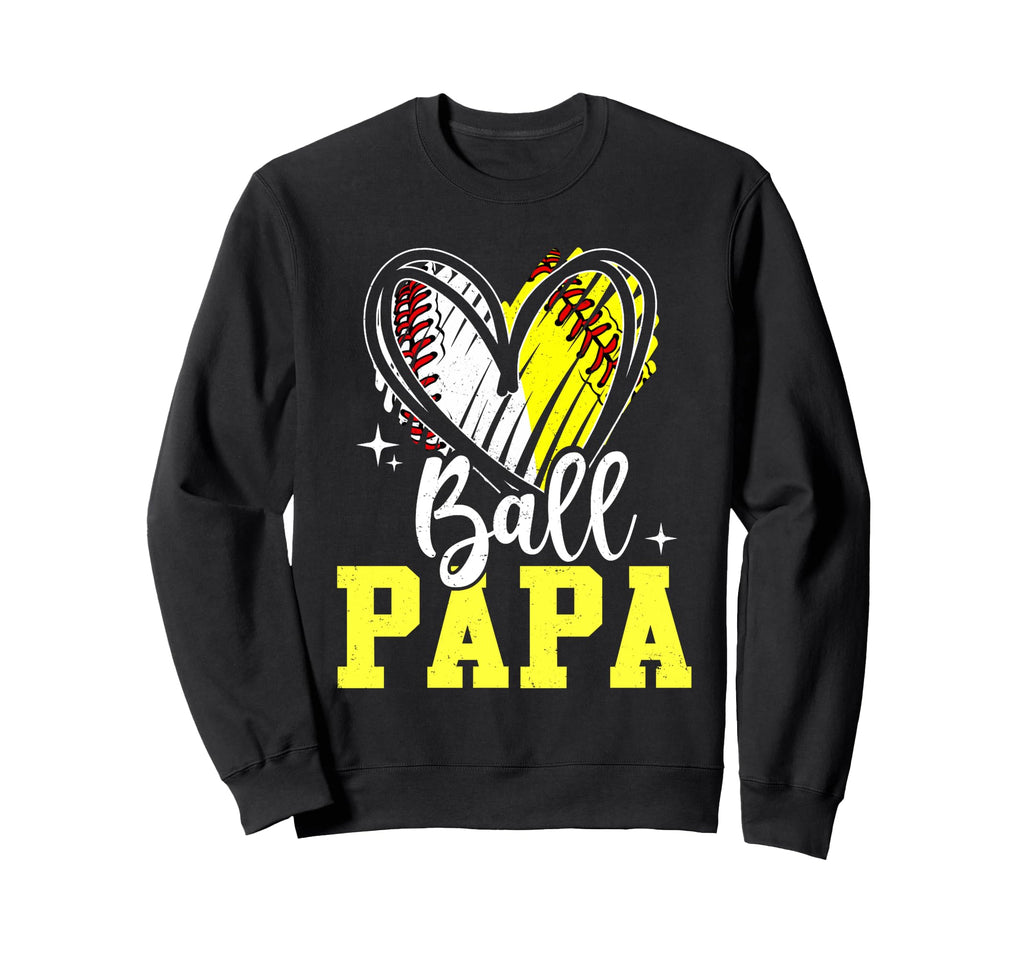 Ball Papa Softball Baseball Dad Sweatshirt - Minimalist Print for Adults - T-Shirt, Sweatshirt, Hoodie