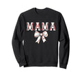 Baseball Mom Bow Baseball Mama Bow Sweatshirt - Graphic Print Unisex - T-Shirt, Sweatshirt, Hoodie