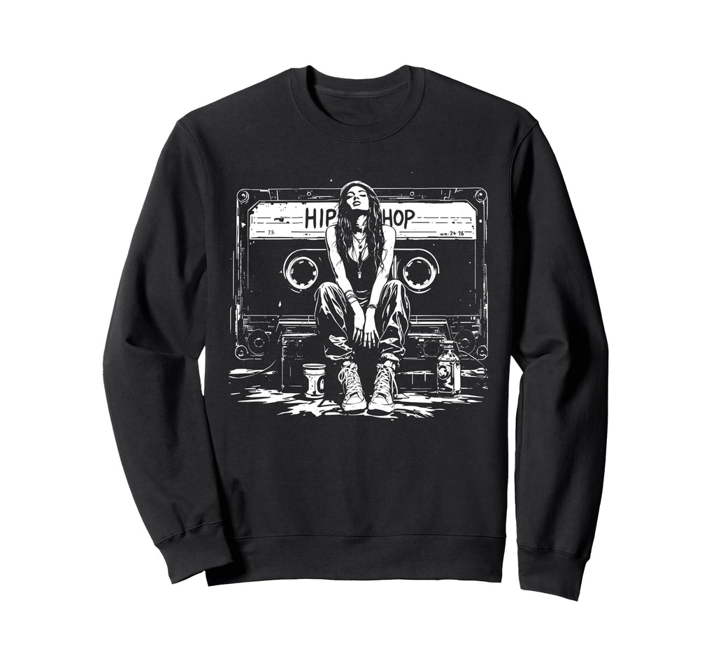 Cassette Tape Hip Hop Graffiti Grunge Sweatshirt - Graphic Print Men Women - T-Shirt, Sweatshirt, Hoodie