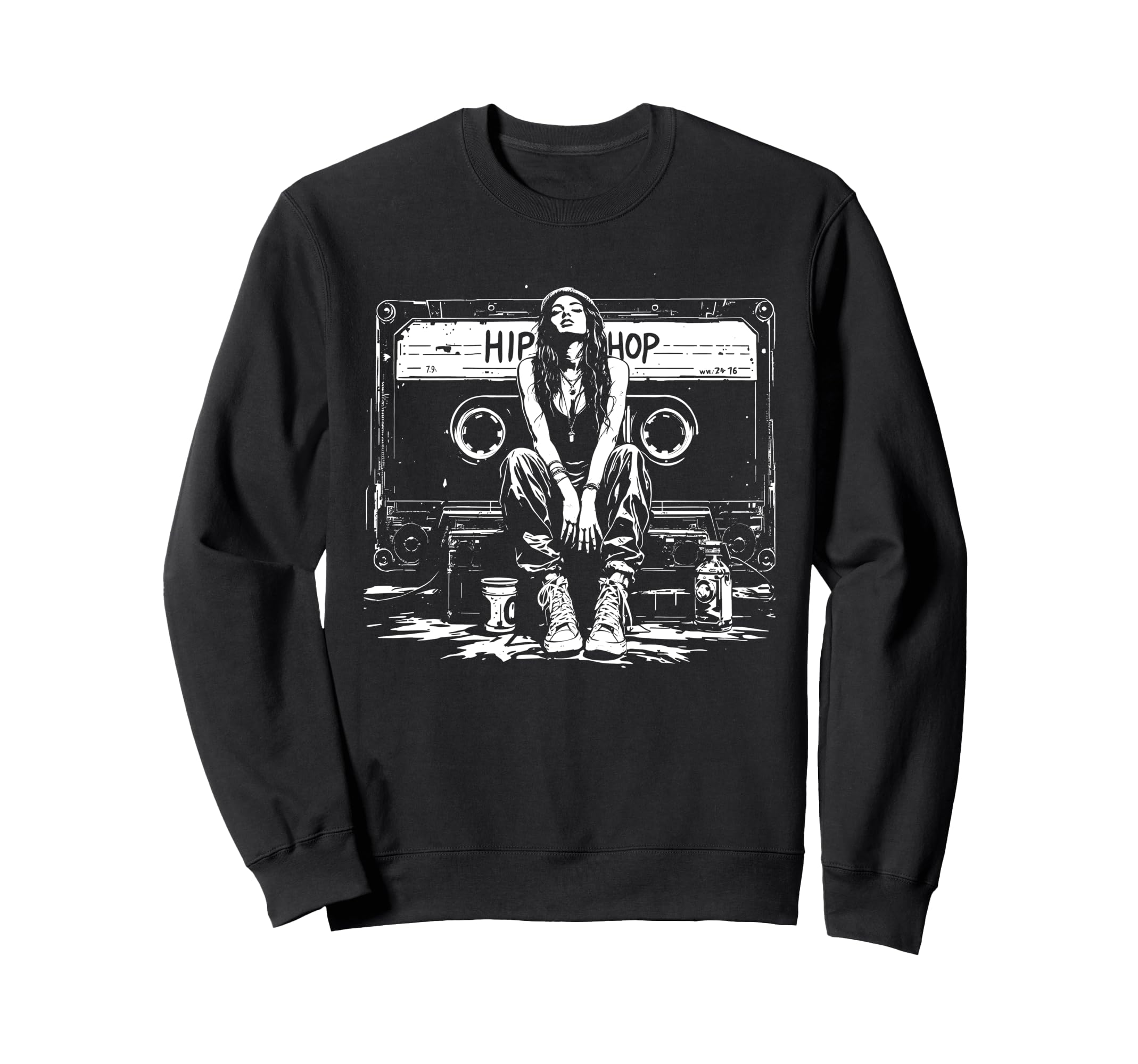 Cassette Tape Hip Hop Graffiti Grunge Sweatshirt - Graphic Print Men Women - T-Shirt, Sweatshirt, Hoodie