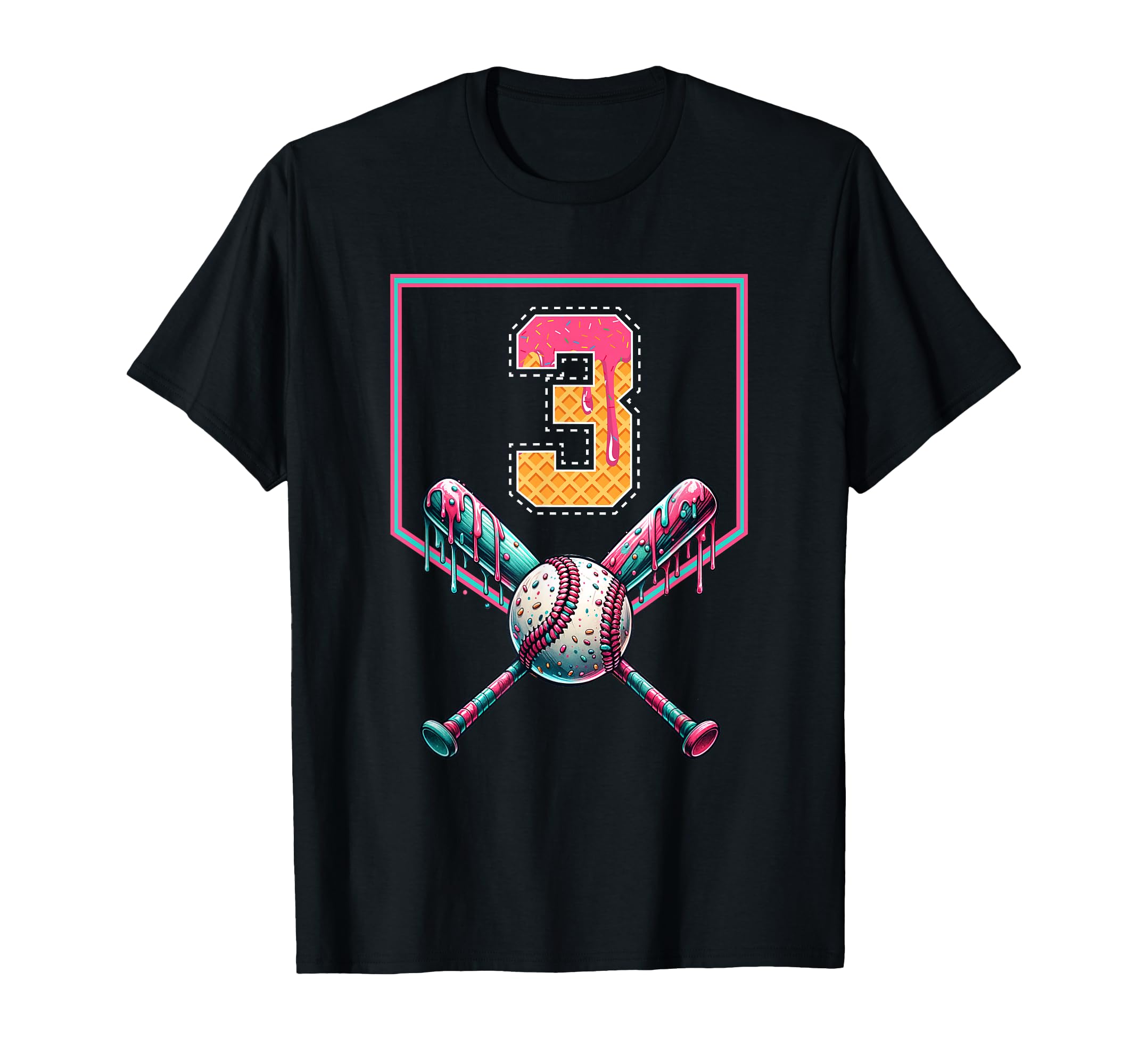 Baseball Drip Number 3 Player Or 3Rd T-Shirt - Novelty Apparel Unisex - T-Shirt, Sweatshirt, Hoodie