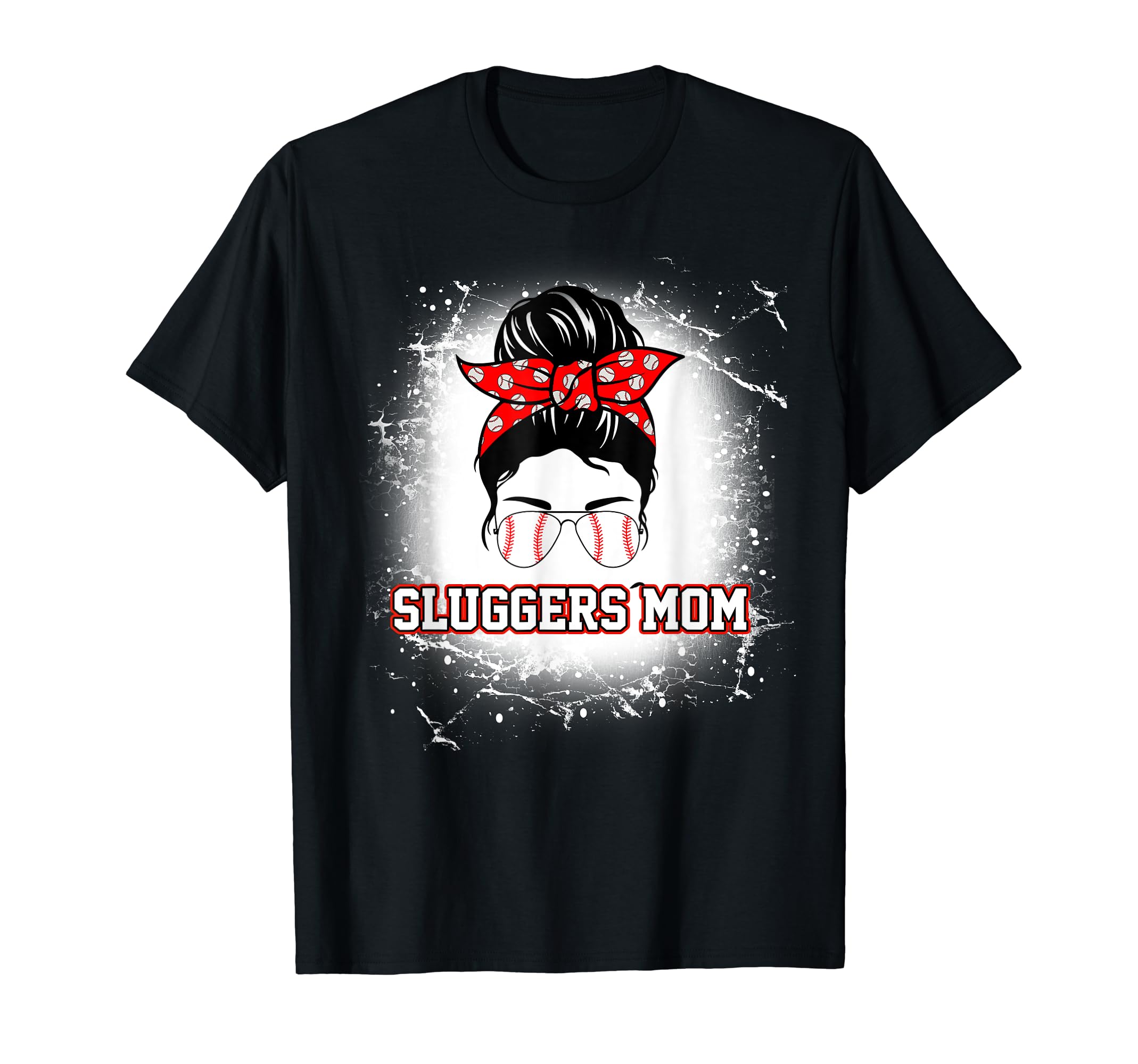 Baseball Sluggers Mom Messy Bun Mothers T-Shirt - Unique Graphic Men Women - T-Shirt, Sweatshirt, Hoodie