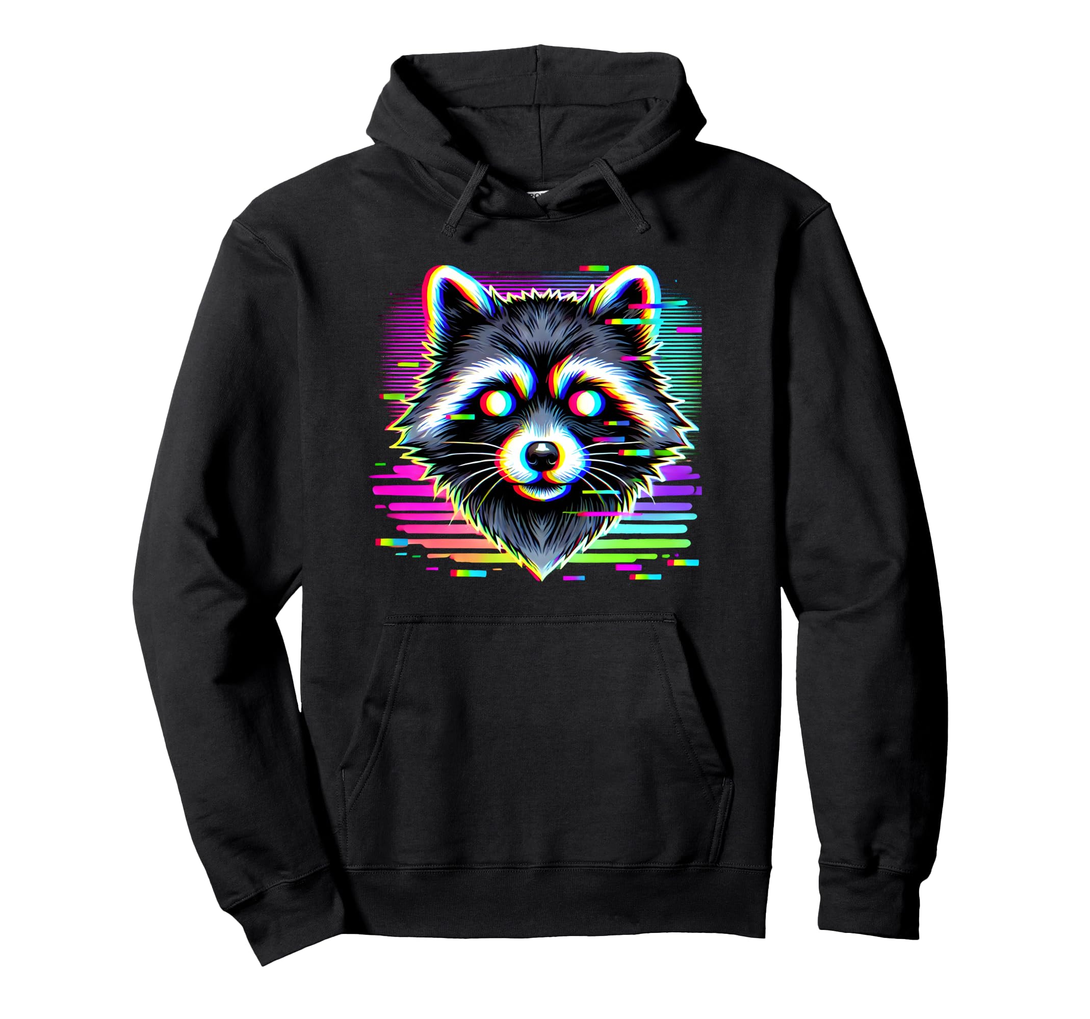 Raccoon Psychedelic Trippy Vaporwave Hoodie - Graphic Print Men Women - T-Shirt, Sweatshirt, Hoodie