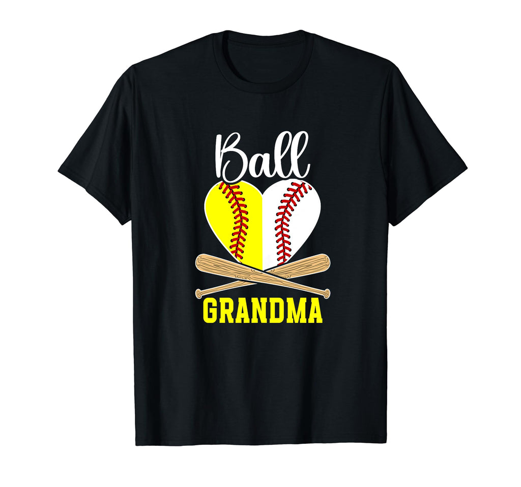 Ball Grandma Heart Softball T-Shirt - Casual Everyday Wear Men Women - T-Shirt, Sweatshirt, Hoodie
