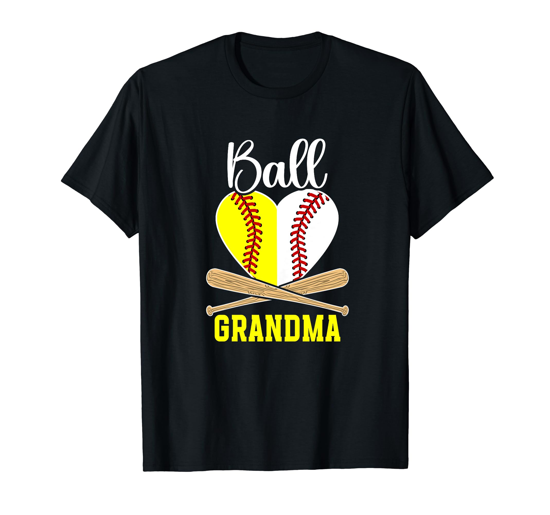 Ball Grandma Heart Softball T-Shirt - Casual Everyday Wear Men Women - T-Shirt, Sweatshirt, Hoodie