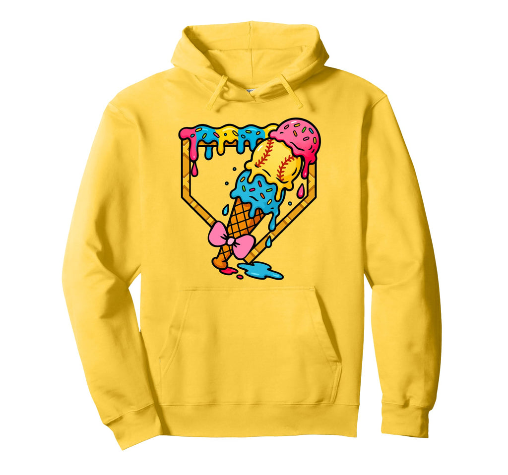 Funny Baseball Mama Ice Cream Drip Hoodie - Minimalist Print for Adults - T-Shirt, Sweatshirt, Hoodie