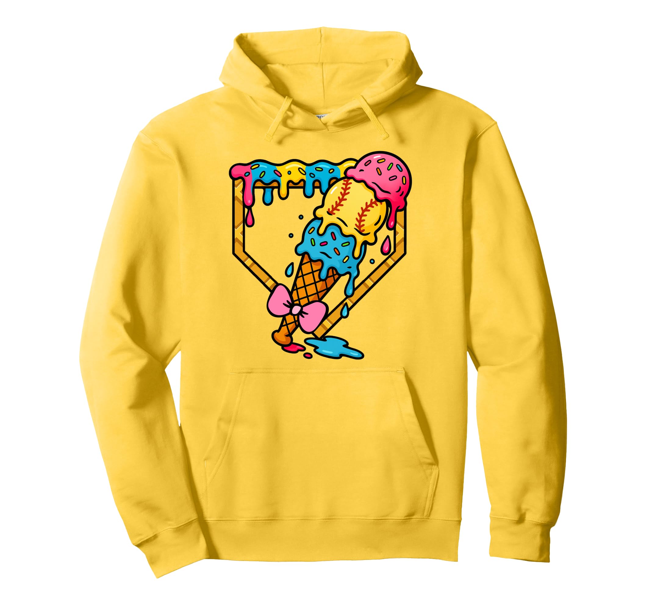 Funny Baseball Mama Ice Cream Drip Hoodie - Minimalist Print for Adults - T-Shirt, Sweatshirt, Hoodie