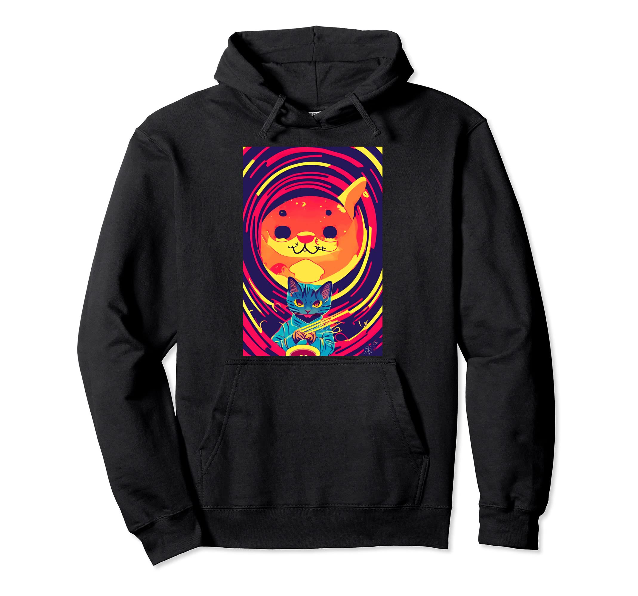 Kawaii Serious Cat Japanese Sun Kitty Hoodie - Minimalist Print Unisex - T-Shirt, Sweatshirt, Hoodie