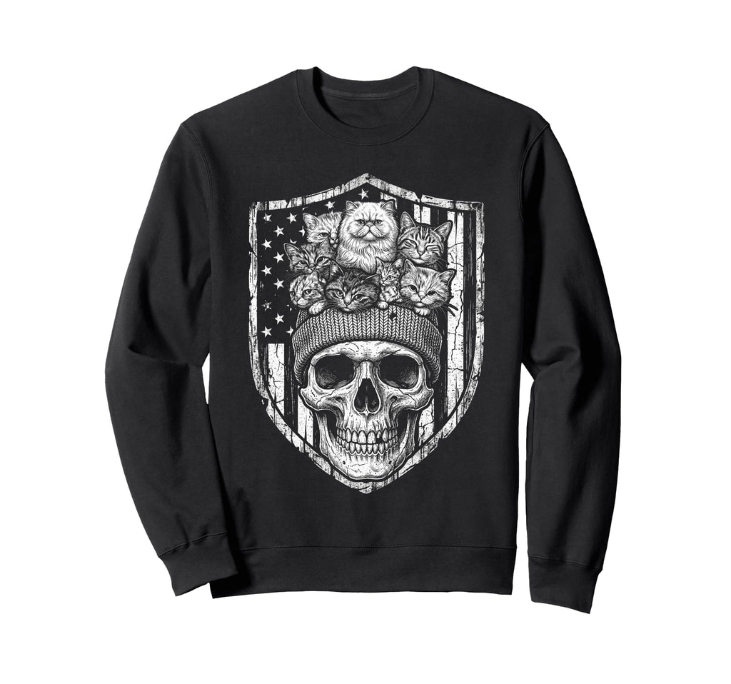 Skull Cat Skeleton Kitty Kitten Sweatshirt - Aesthetic Graphic for Adults - T-Shirt, Sweatshirt, Hoodie
