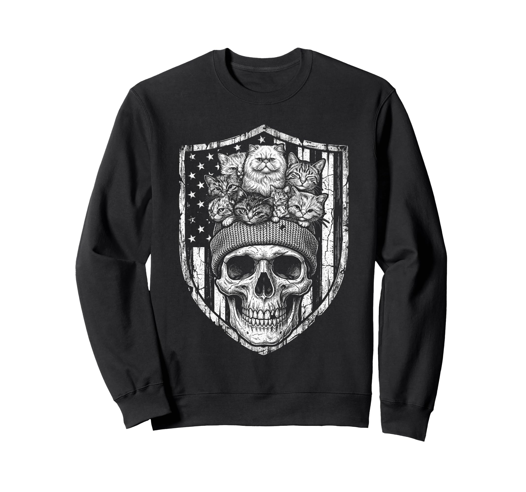 Skull Cat Skeleton Kitty Kitten Sweatshirt - Aesthetic Graphic for Adults - T-Shirt, Sweatshirt, Hoodie