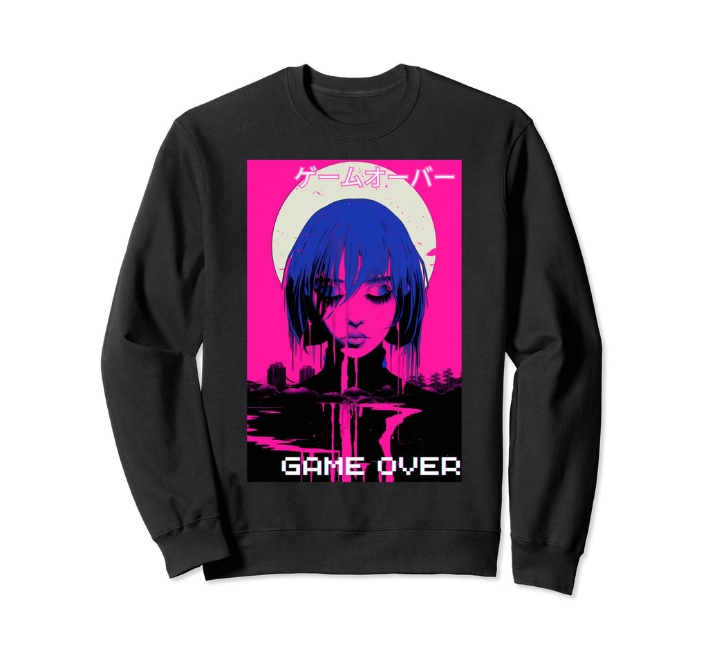 Japanese Vaporwave Sad Anime Sweatshirt - Aesthetic Graphic for Adults - T-Shirt, Sweatshirt, Hoodie