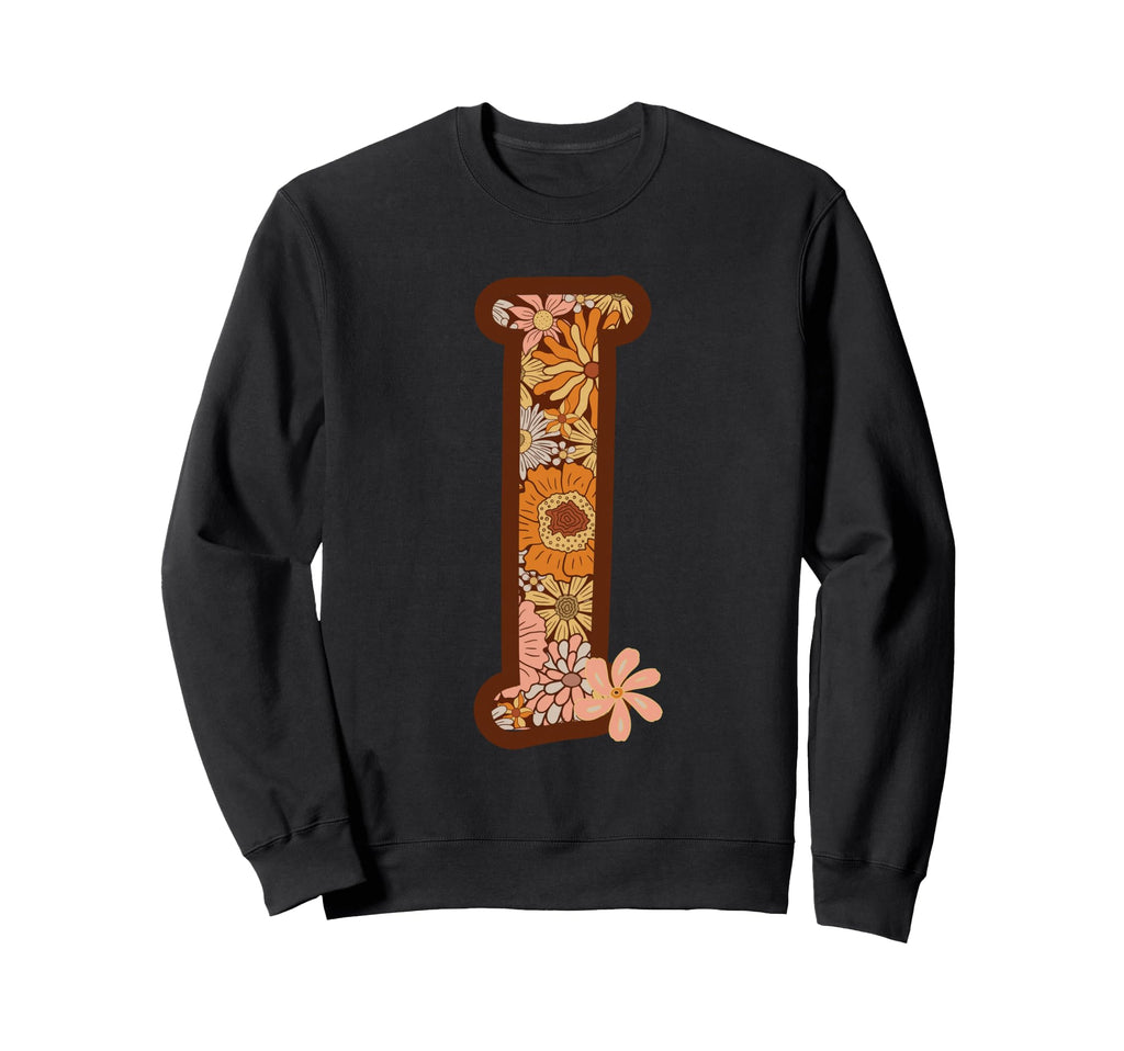Floral Letter I Boho Botanical Sweatshirt - Aesthetic Graphic Unisex - T-Shirt, Sweatshirt, Hoodie