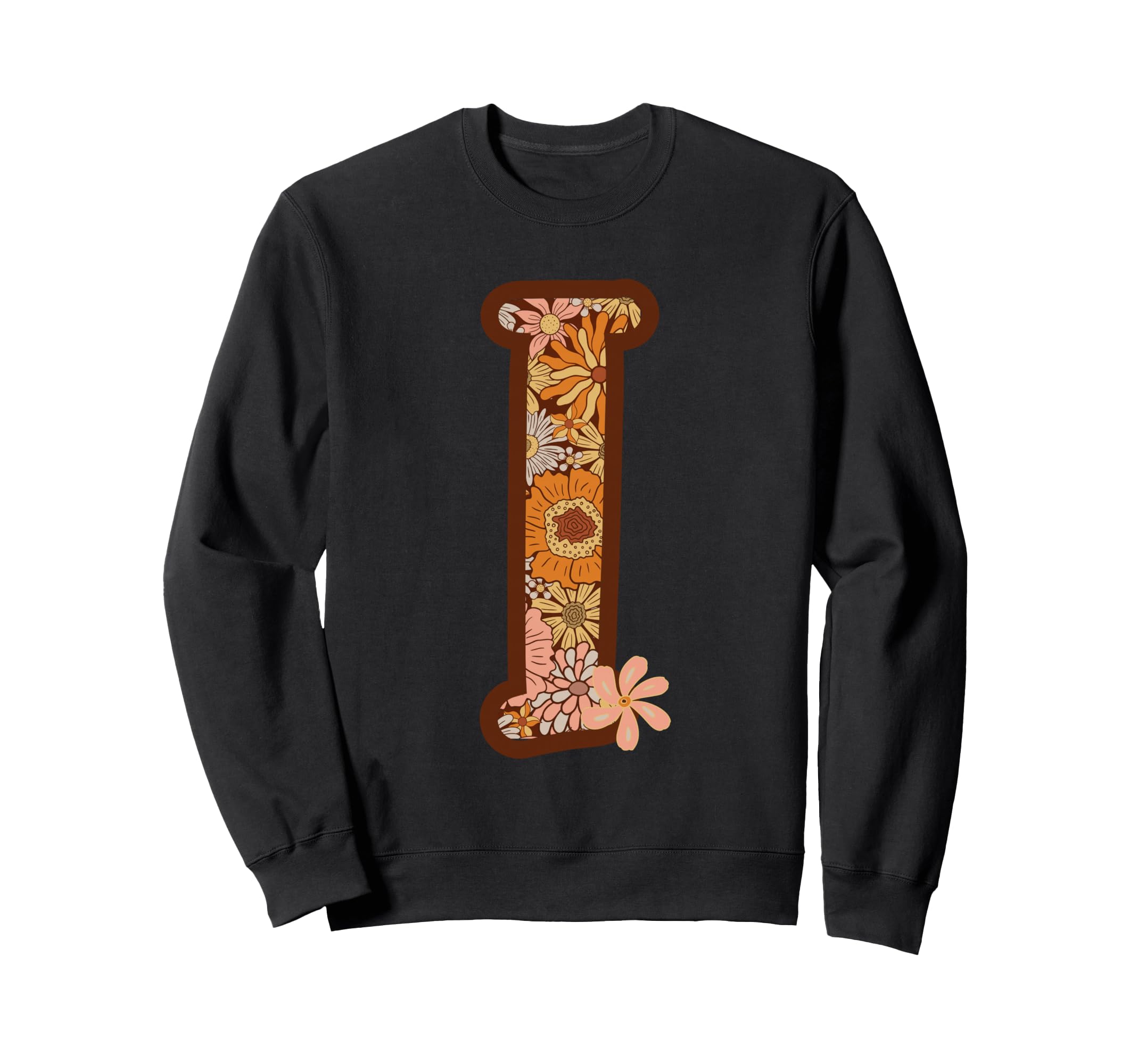 Floral Letter I Boho Botanical Sweatshirt - Aesthetic Graphic Unisex - T-Shirt, Sweatshirt, Hoodie