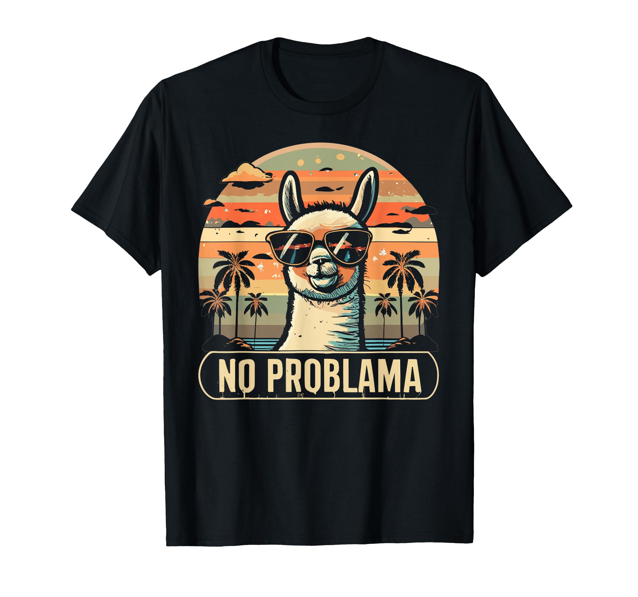 No Problama Llama Shades Fans Sunset T-Shirt - Graphic Print for Adults - T-Shirt, Sweatshirt, Hoodie