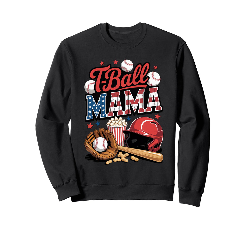 T Ball Mama Patriotic Baseball Sweatshirt - Custom Art Print for Adults - T-Shirt, Sweatshirt, Hoodie