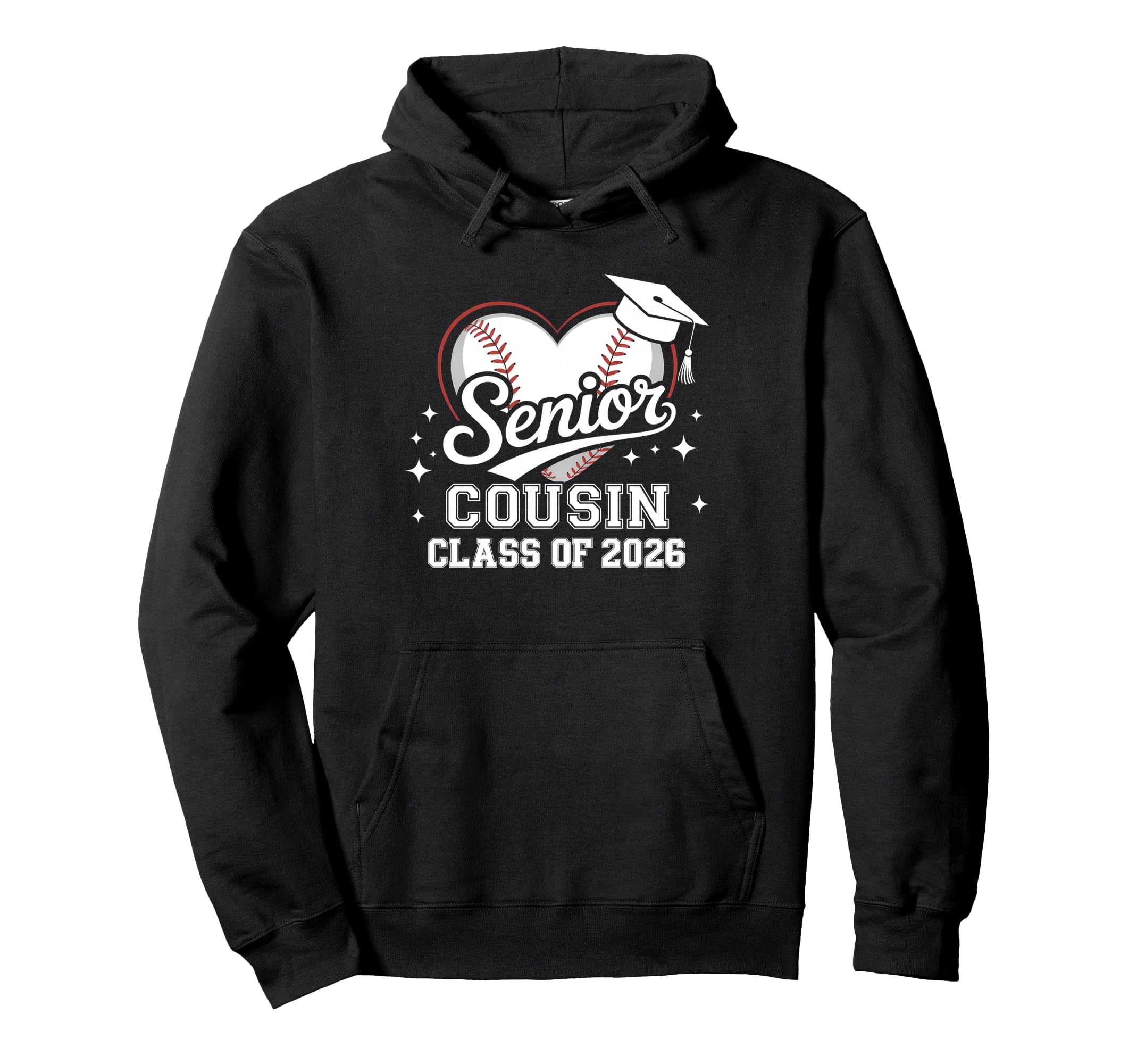 Senior Cousin Class 2026 Baseball Hoodie - Fun Novelty Design Men Women - T-Shirt, Sweatshirt, Hoodie