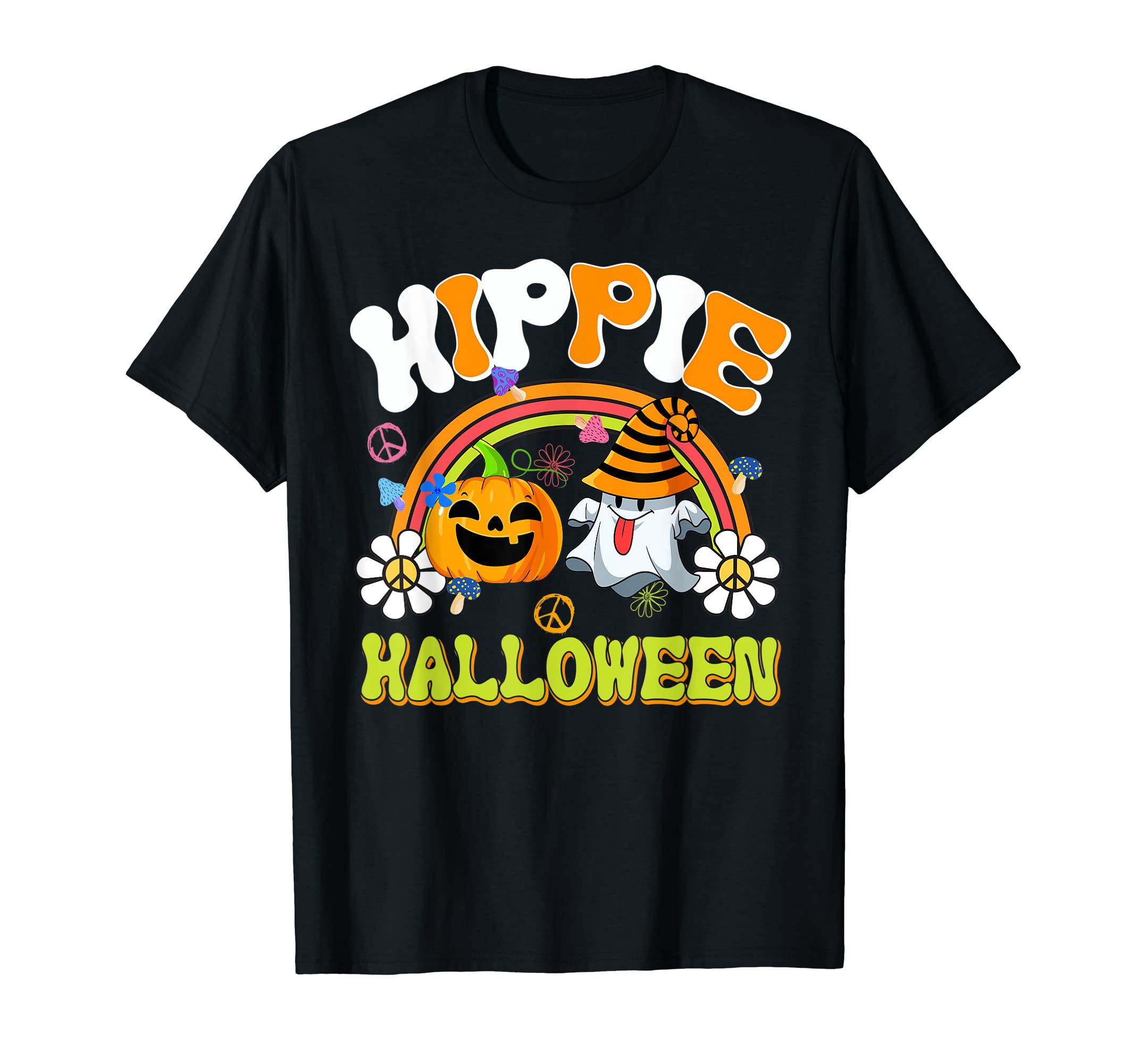 Hipppie Halloween Boo Ghost Pumpkin T-Shirt - Streetwear Style for Adults - T-Shirt, Sweatshirt, Hoodie