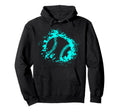 Softball Distressed Ball Teal Black Hoodie - Novelty Apparel Men Women - T-Shirt, Sweatshirt, Hoodie