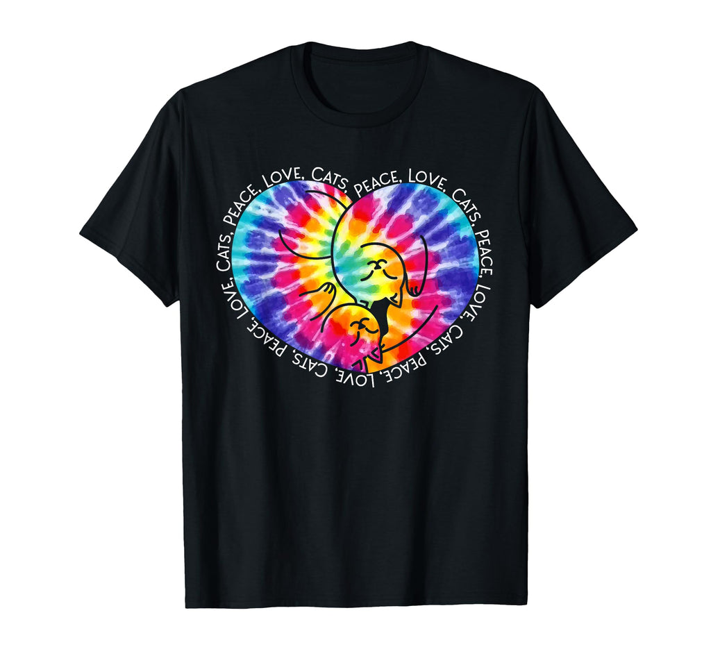 Peace Love Cats Tie Dye Heart Kitty T-Shirt - Aesthetic Graphic Unisex - T-Shirt, Sweatshirt, Hoodie