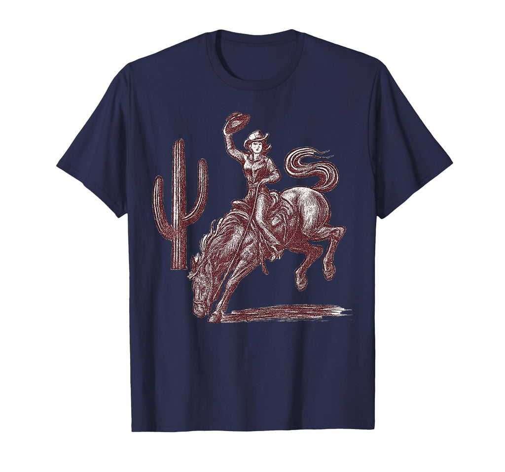 Cowgirl Bucking Bronco Desert Western T-Shirt - Aesthetic Graphic Unisex - T-Shirt, Sweatshirt, Hoodie