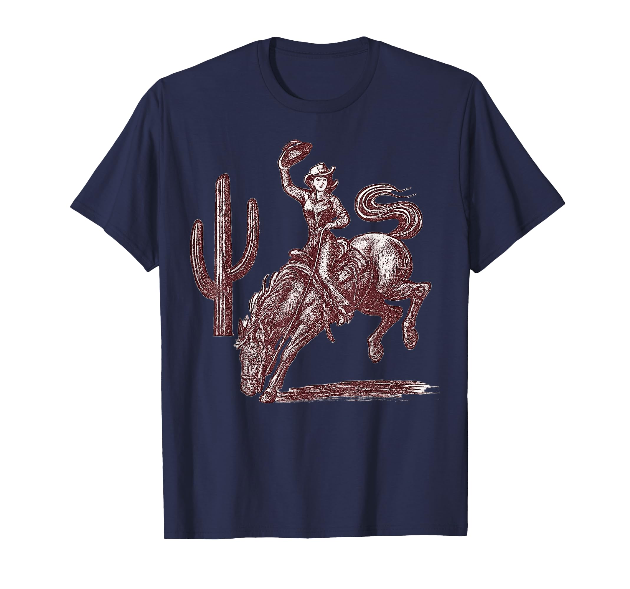 Cowgirl Bucking Bronco Desert Western T-Shirt - Aesthetic Graphic Unisex - T-Shirt, Sweatshirt, Hoodie