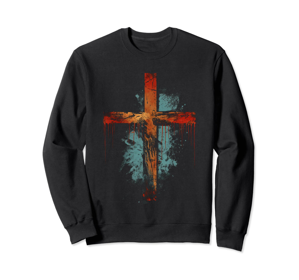 Cross Distressed 90S Goth Sweatshirt - Casual Everyday Wear for Adults - T-Shirt, Sweatshirt, Hoodie