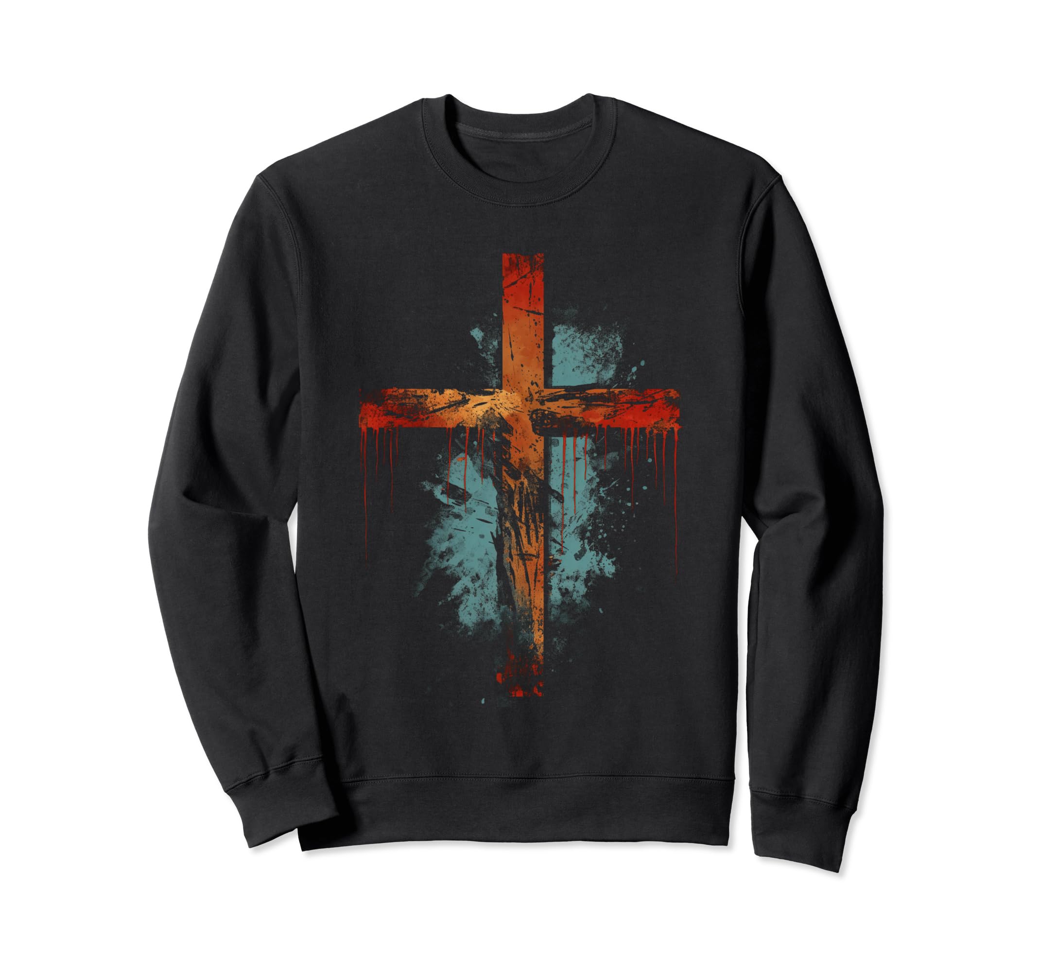 Cross Distressed 90S Goth Sweatshirt - Casual Everyday Wear for Adults - T-Shirt, Sweatshirt, Hoodie