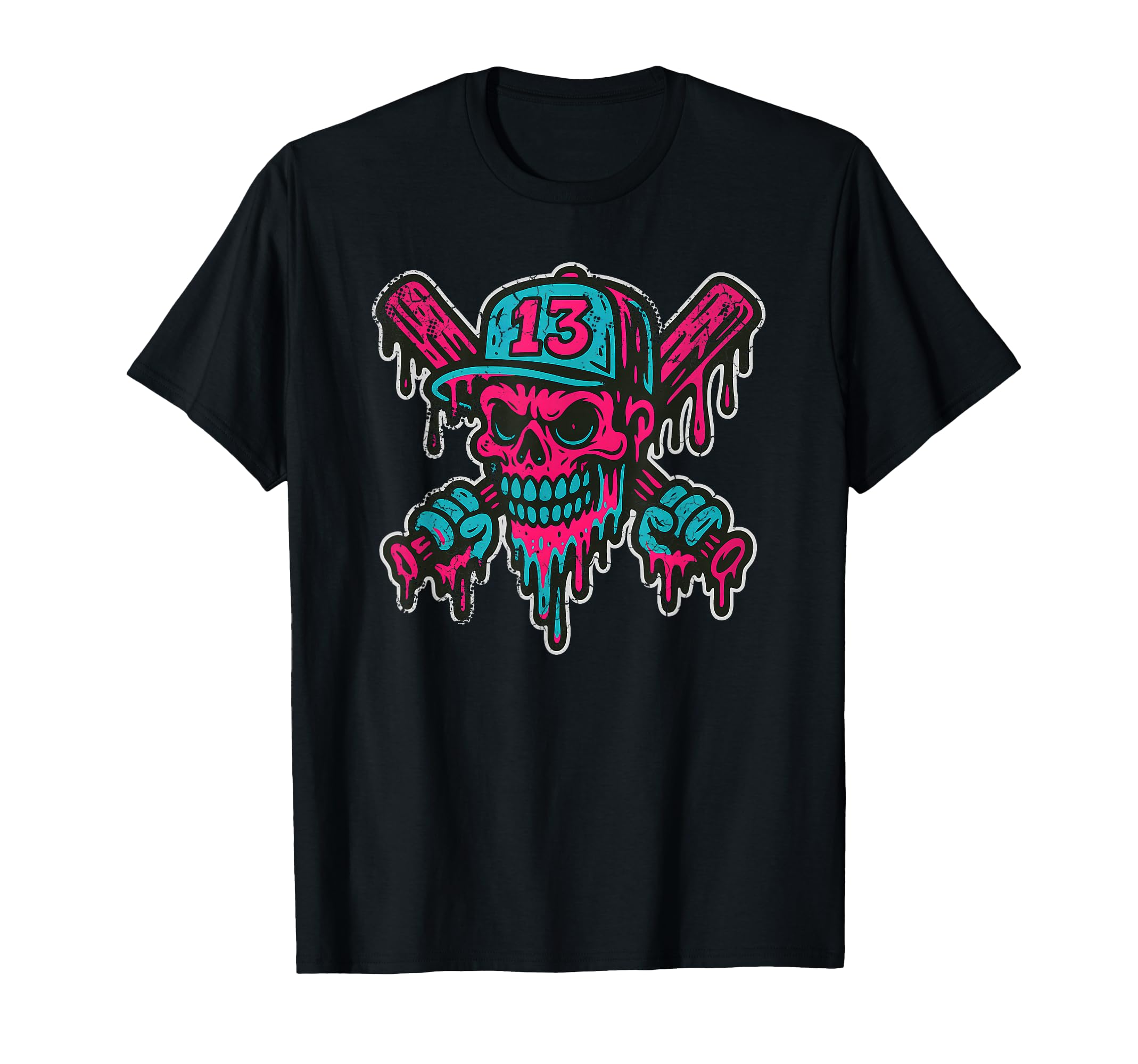 Baseball Skull Drip Softball Team T-Shirt - Custom Art Print Men Women - T-Shirt, Sweatshirt, Hoodie