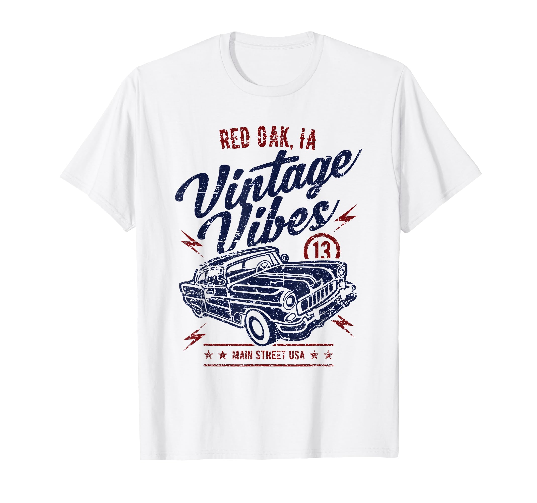 Red Oak Iowa Usa Vibes Car Distressed T-Shirt - Trendy Graphic Men Women - T-Shirt, Sweatshirt, Hoodie