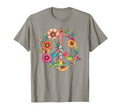 Pretty 60S Peace Love Floral Peace Sign T-Shirt - Fun Novelty Design Unisex - T-Shirt, Sweatshirt, Hoodie