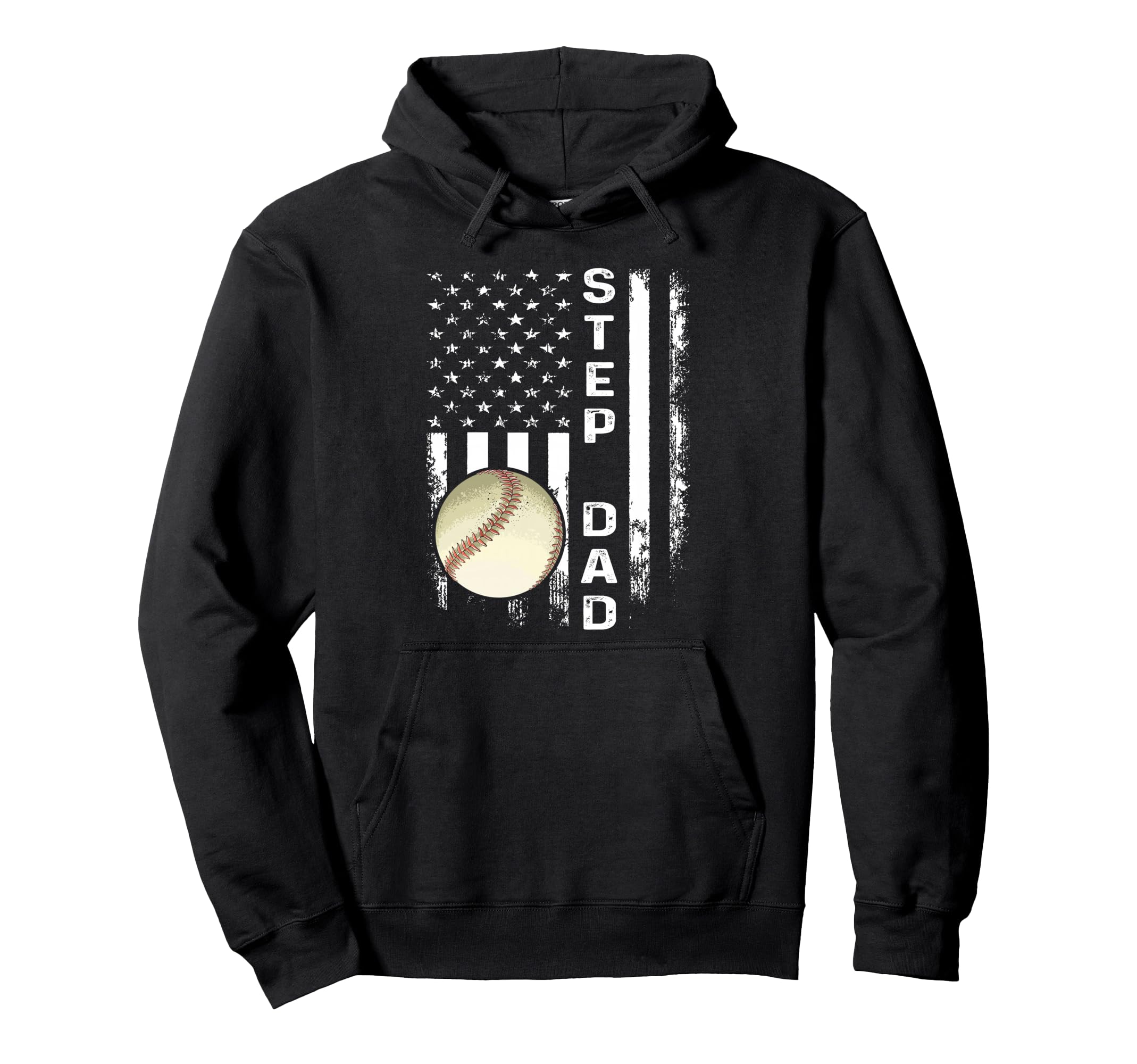 Baseball Step Dad America Flag Hoodie - Streetwear Style for Adults - T-Shirt, Sweatshirt, Hoodie