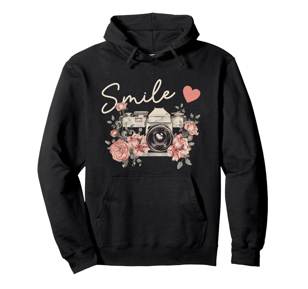 Photographer Smile Camera Flowers Hoodie - Graphic Print for Adults - T-Shirt, Sweatshirt, Hoodie