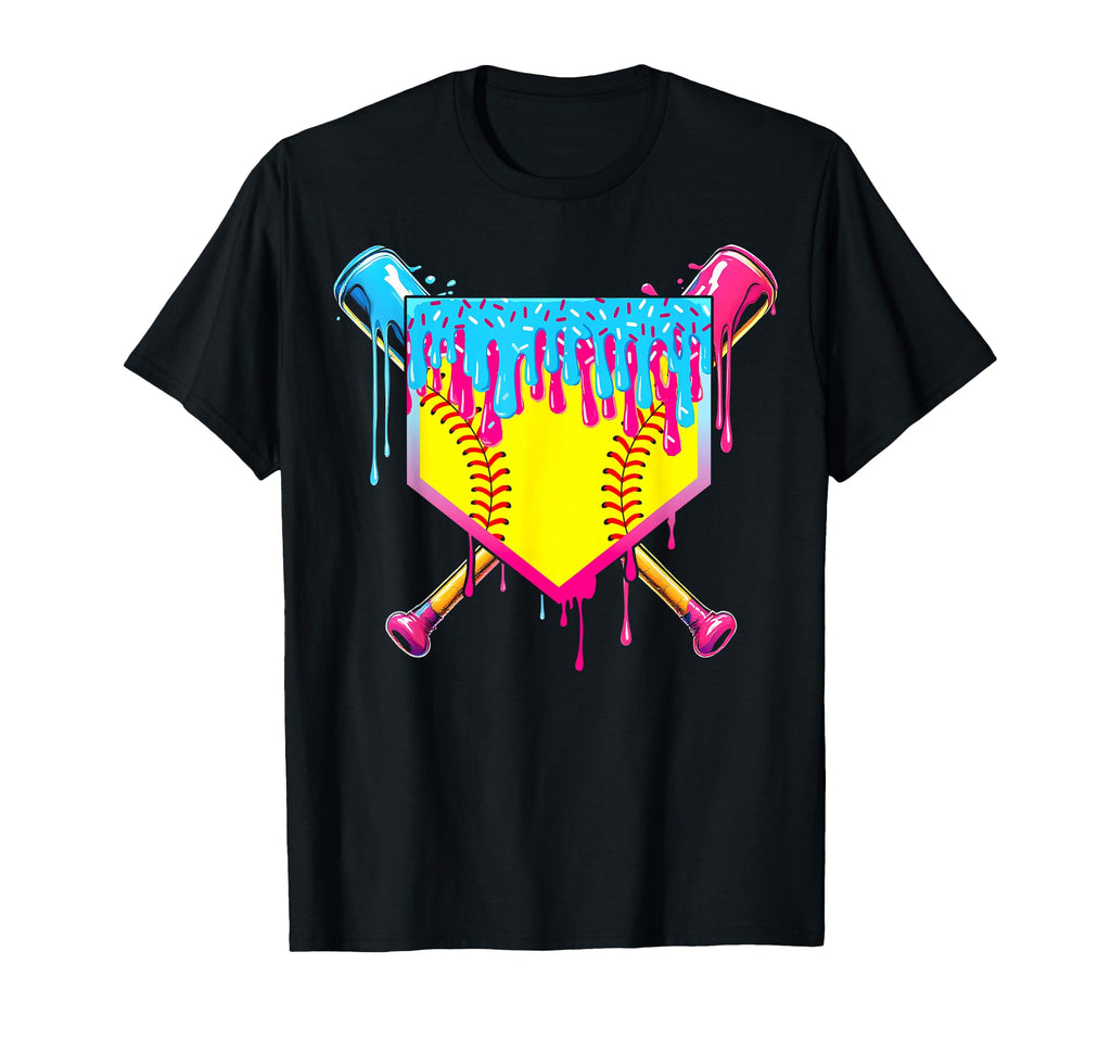 Softball Drip Mom Ice Cream Drip Game T-Shirt - Graphic Print Men Women - T-Shirt, Sweatshirt, Hoodie