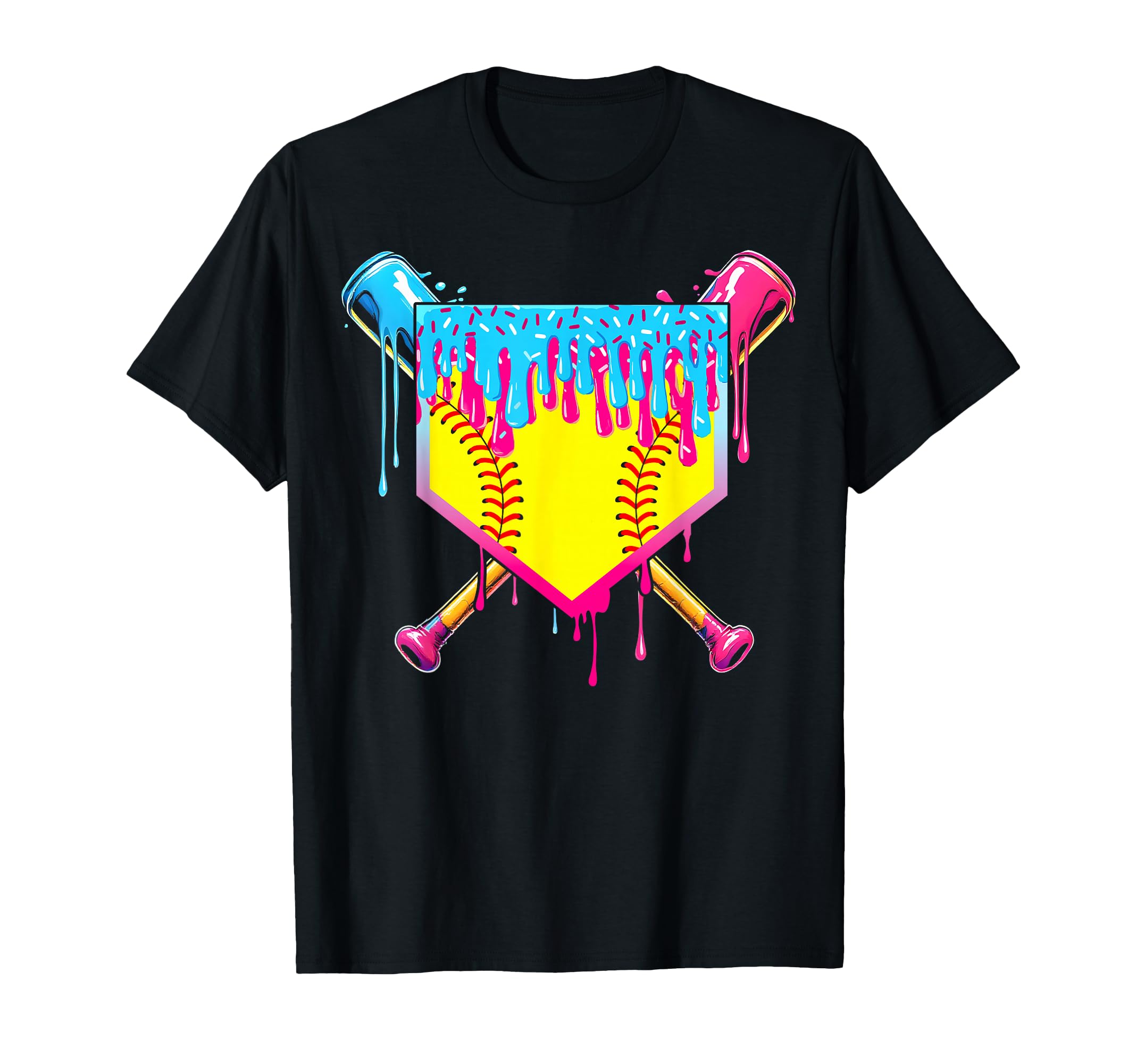 Softball Drip Mom Ice Cream Drip Game T-Shirt - Graphic Print Men Women - T-Shirt, Sweatshirt, Hoodie