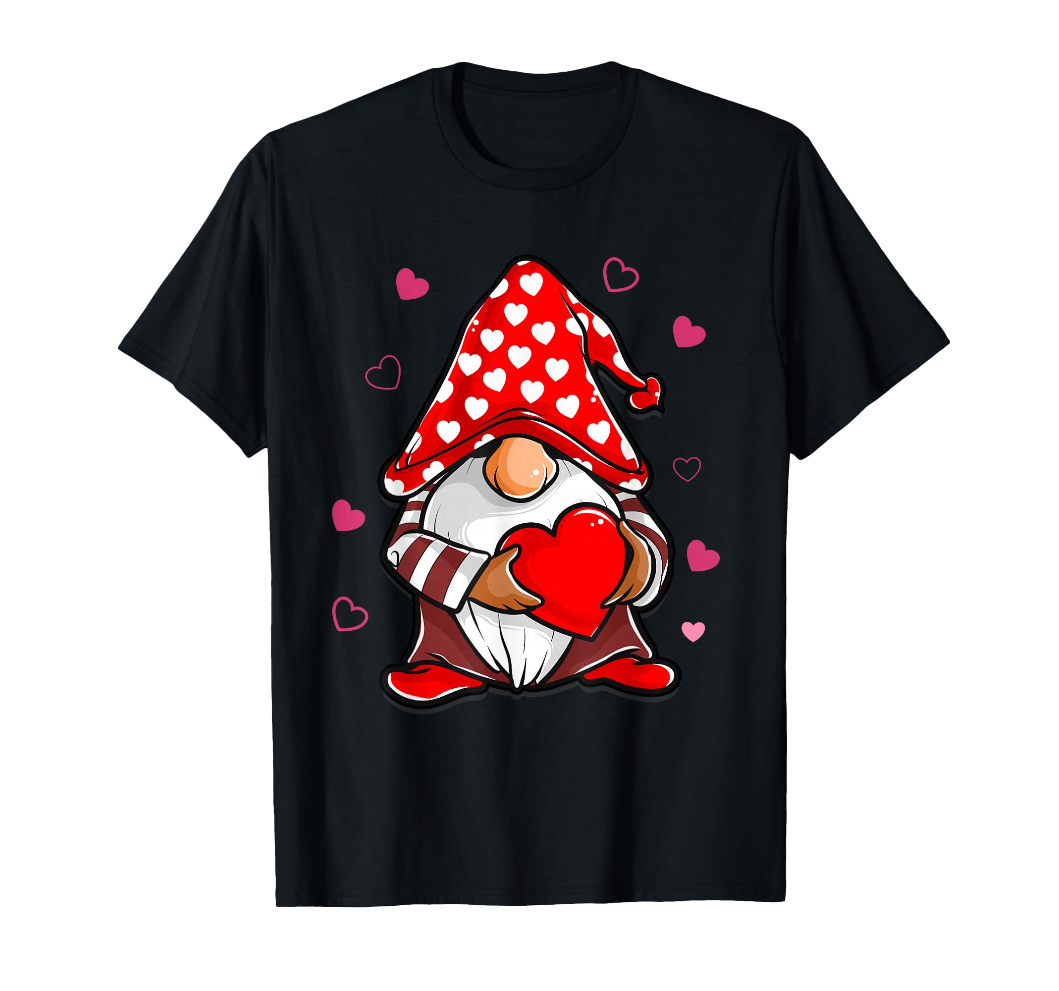 Valentine Gnome Holding Heart Balloon T-Shirt - Unique Graphic Unisex - T-Shirt, Sweatshirt, Hoodie