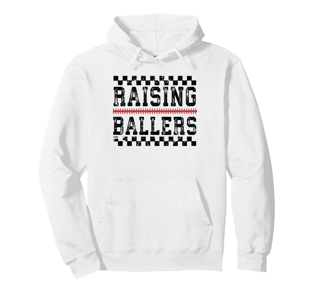 Raising Ballers Funny Mom Baseball Hoodie - Trendy Graphic Unisex - T-Shirt, Sweatshirt, Hoodie