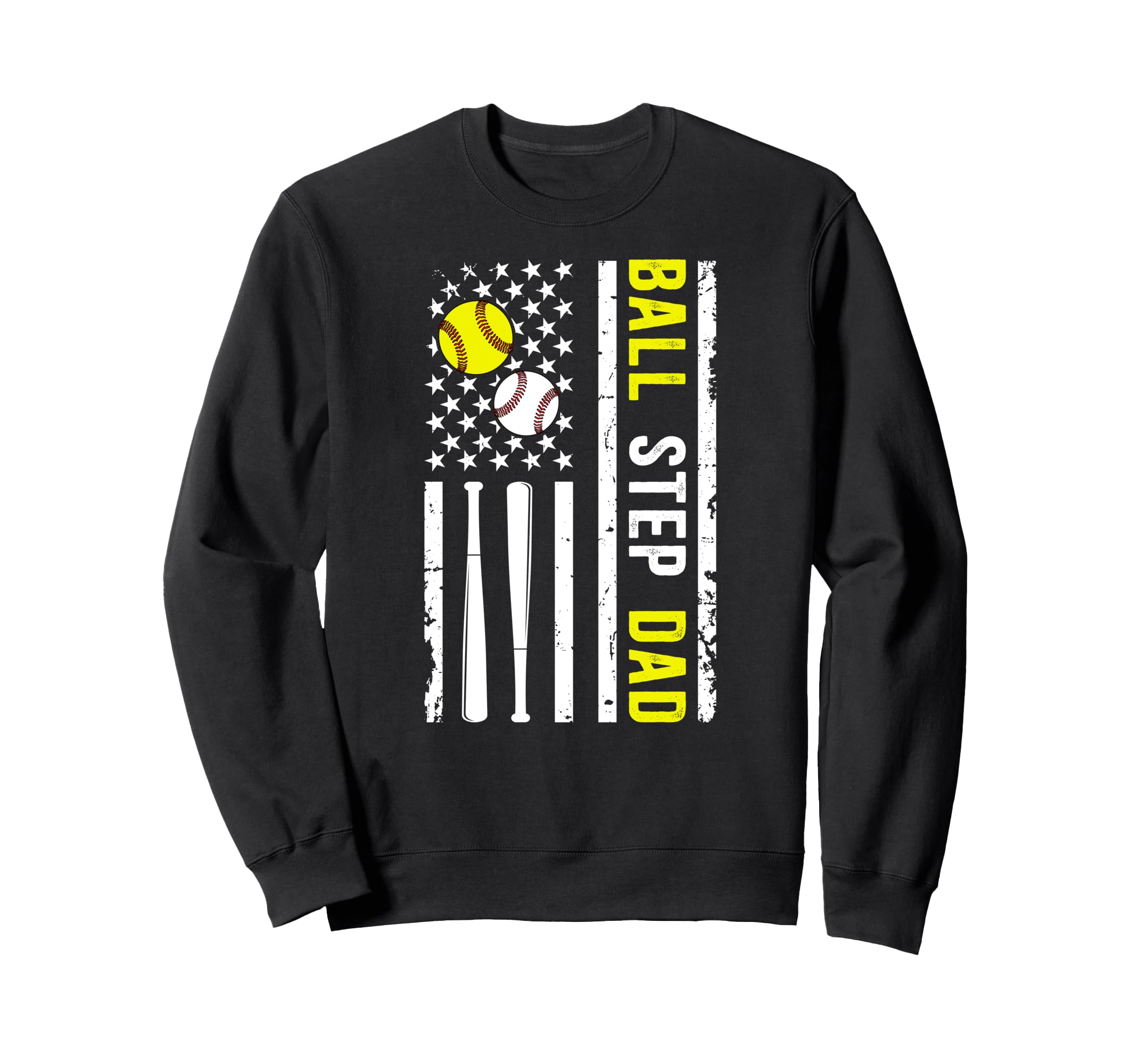 Ball Step Dad Us Flag Softball Sweatshirt - Custom Art Print Unisex - T-Shirt, Sweatshirt, Hoodie