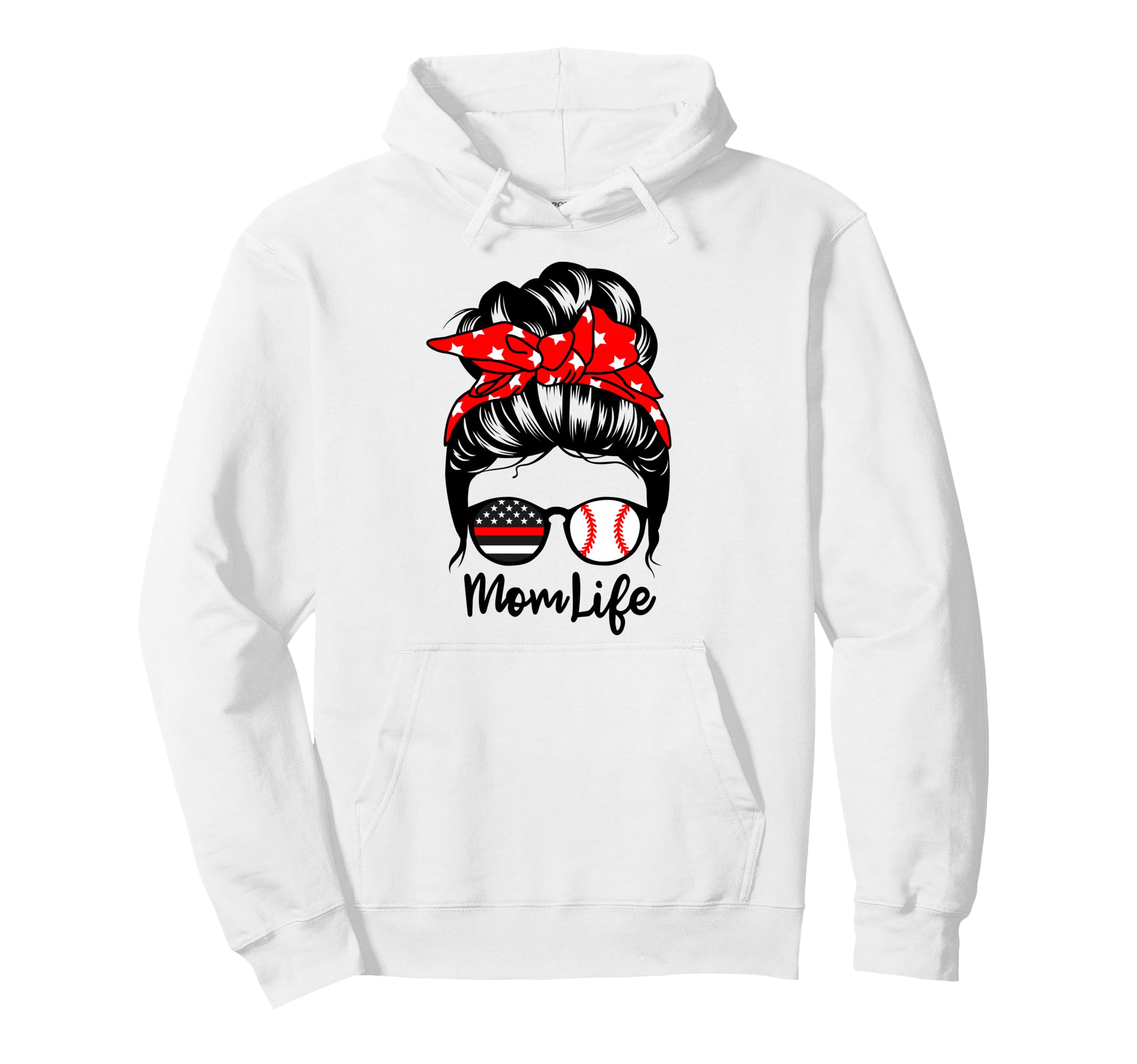 Mom Life Messy Bun Hair Firefighter Hoodie - Minimalist Print Unisex - T-Shirt, Sweatshirt, Hoodie