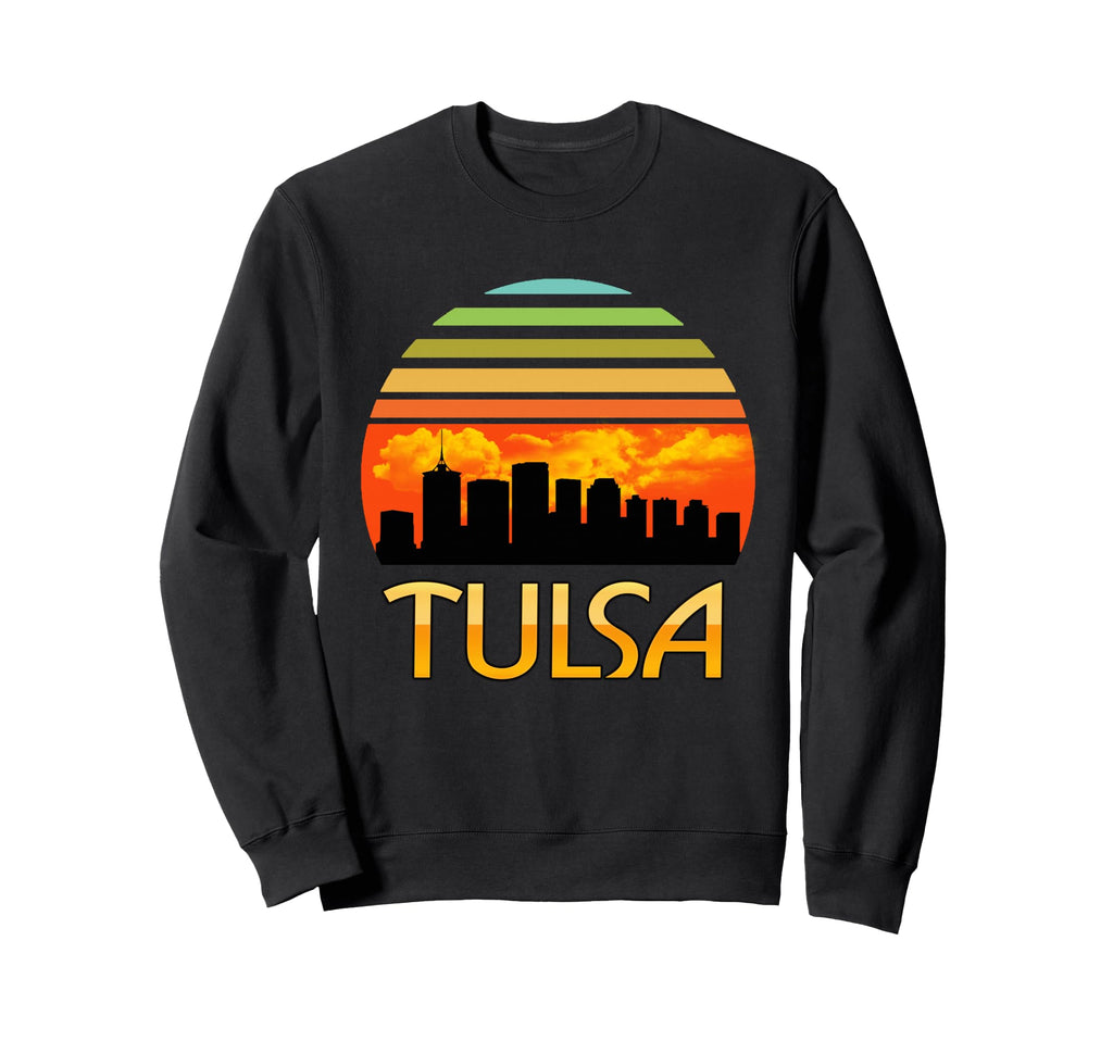 Sunset Downtown Tulsa Skyline Sweatshirt - Trendy Graphic Unisex - T-Shirt, Sweatshirt, Hoodie