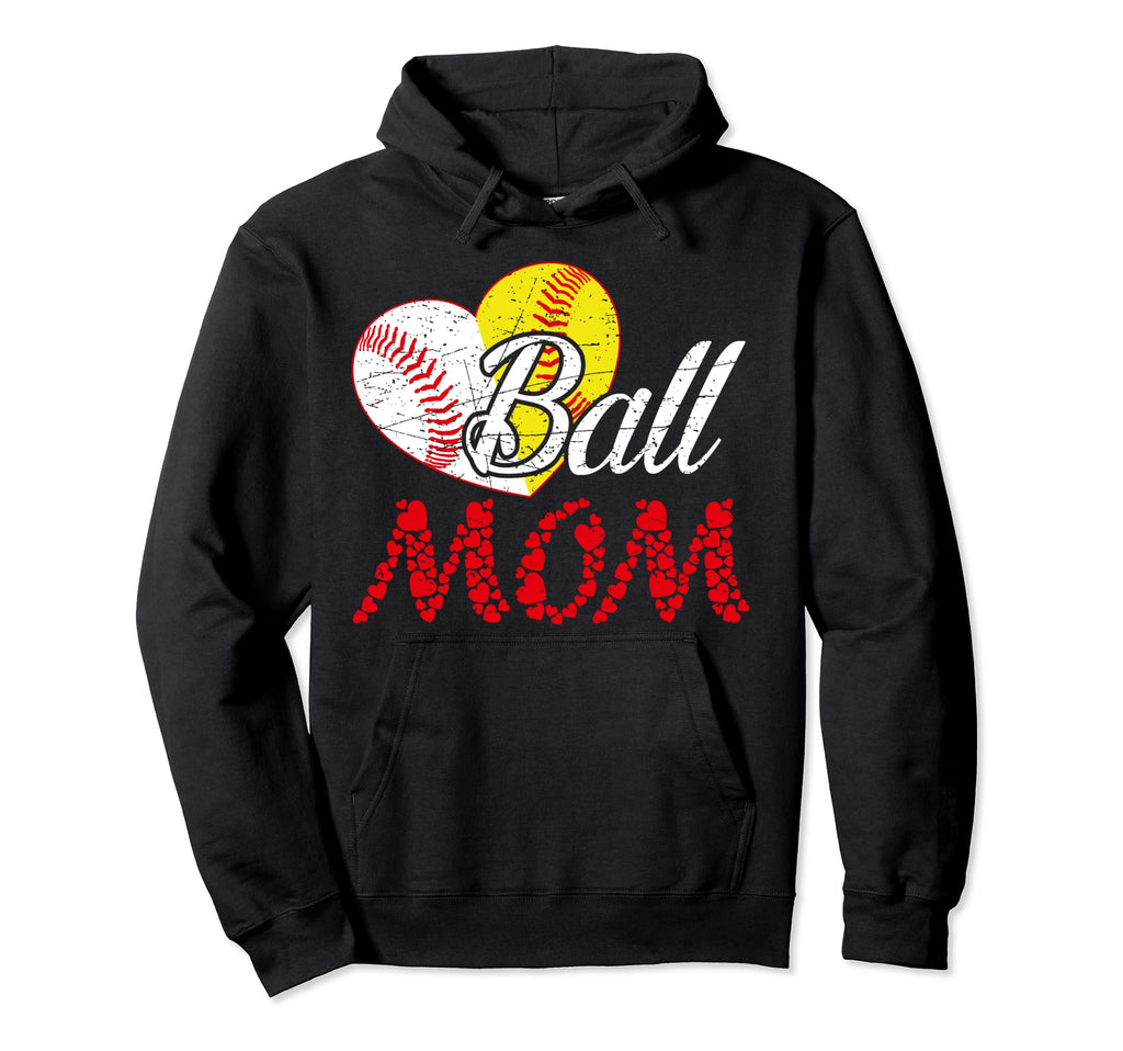 Ball Mom Softball Baseball Funny Hoodie - Aesthetic Graphic Unisex - T-Shirt, Sweatshirt, Hoodie