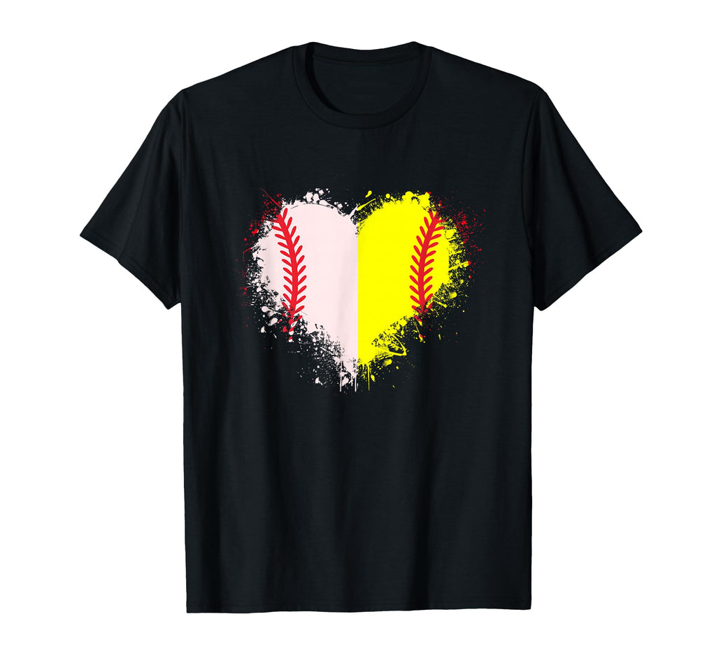 Outlined Baseball Softball Heart Love T-Shirt - Aesthetic Graphic Unisex - T-Shirt, Sweatshirt, Hoodie