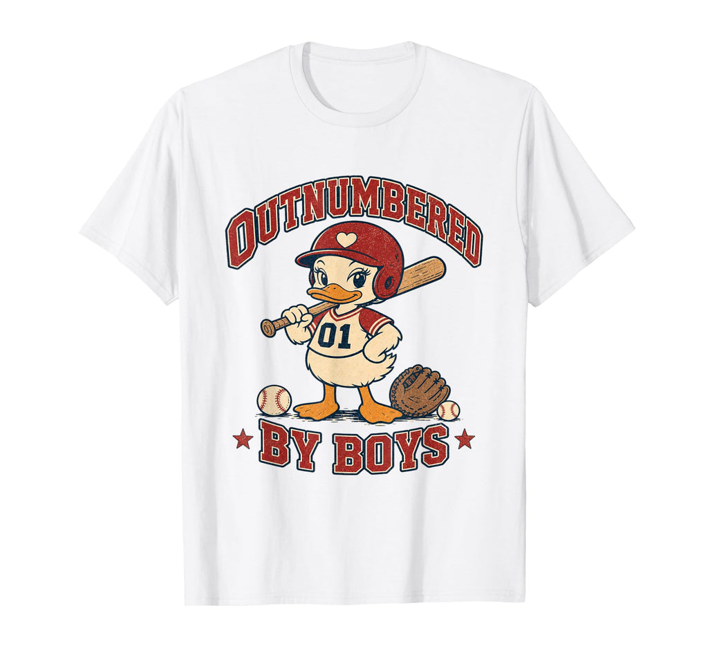 Outnumbered Funny Mom Duck Baseball T-Shirt - Novelty Apparel Unisex - T-Shirt, Sweatshirt, Hoodie