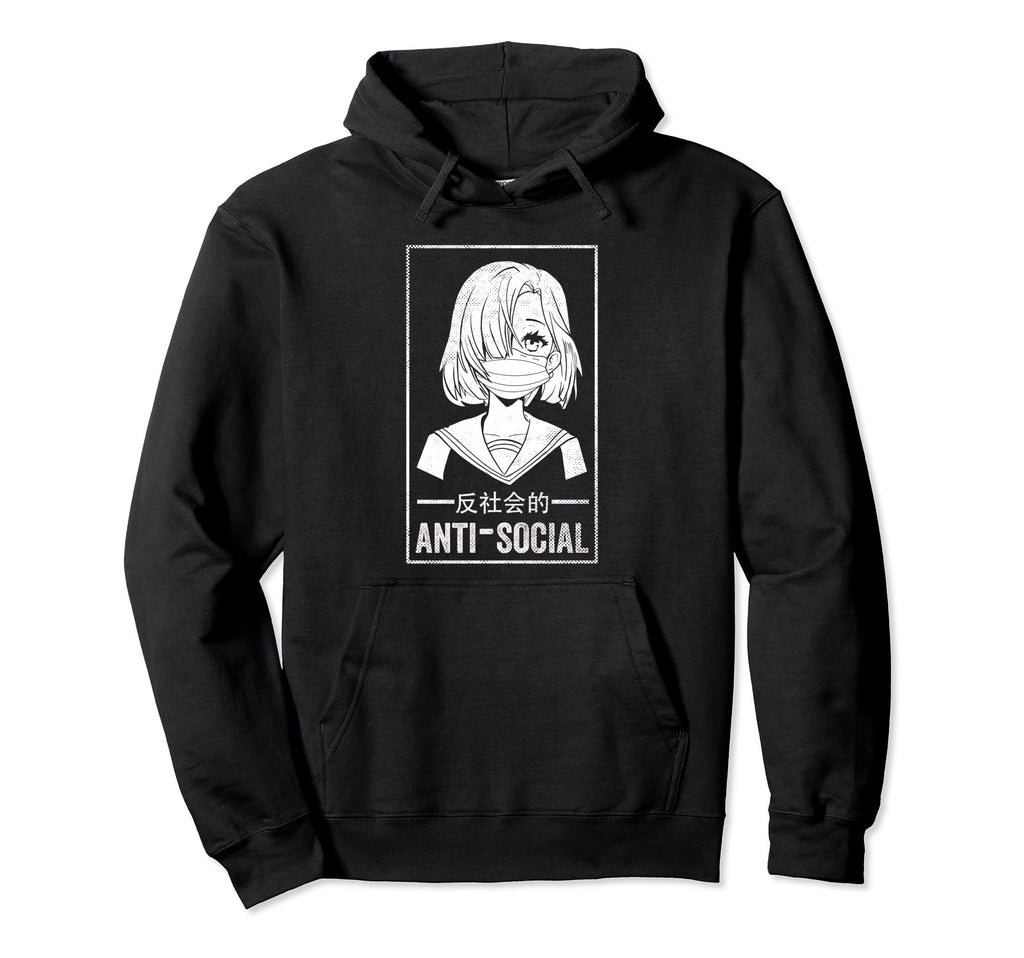 Funny Anti Social Japanese Text Aesthetic Hoodie - Streetwear Style Unisex - T-Shirt, Sweatshirt, Hoodie