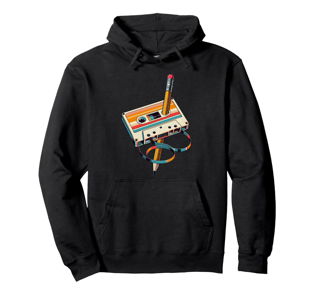 Cassette Tape And Pencil Nostalgia Party Hoodie - Aesthetic Graphic Unisex - T-Shirt, Sweatshirt, Hoodie
