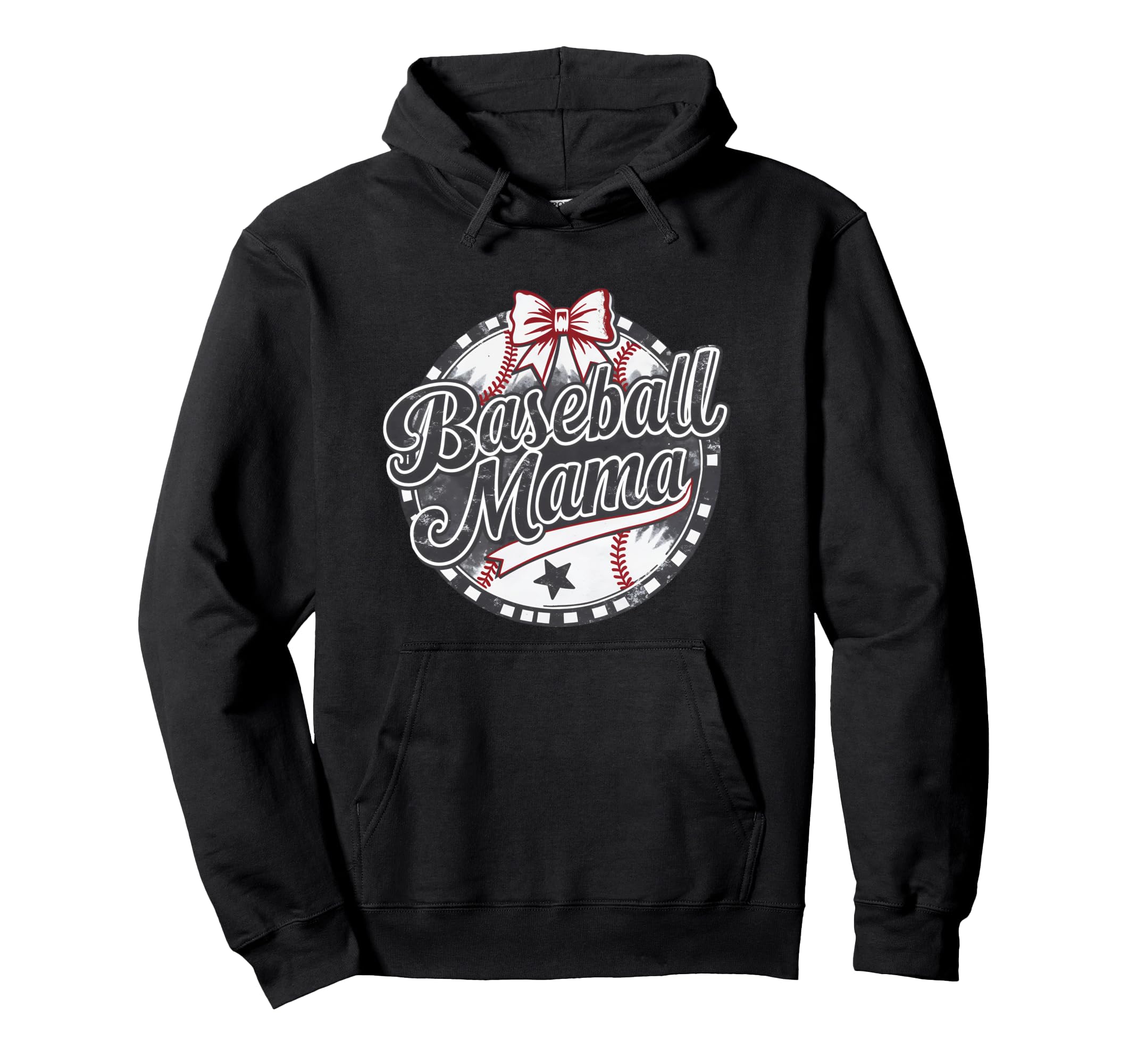 Baseball Mama Baseball Bow Baseball Mom Hoodie - Unique Graphic Unisex - T-Shirt, Sweatshirt, Hoodie