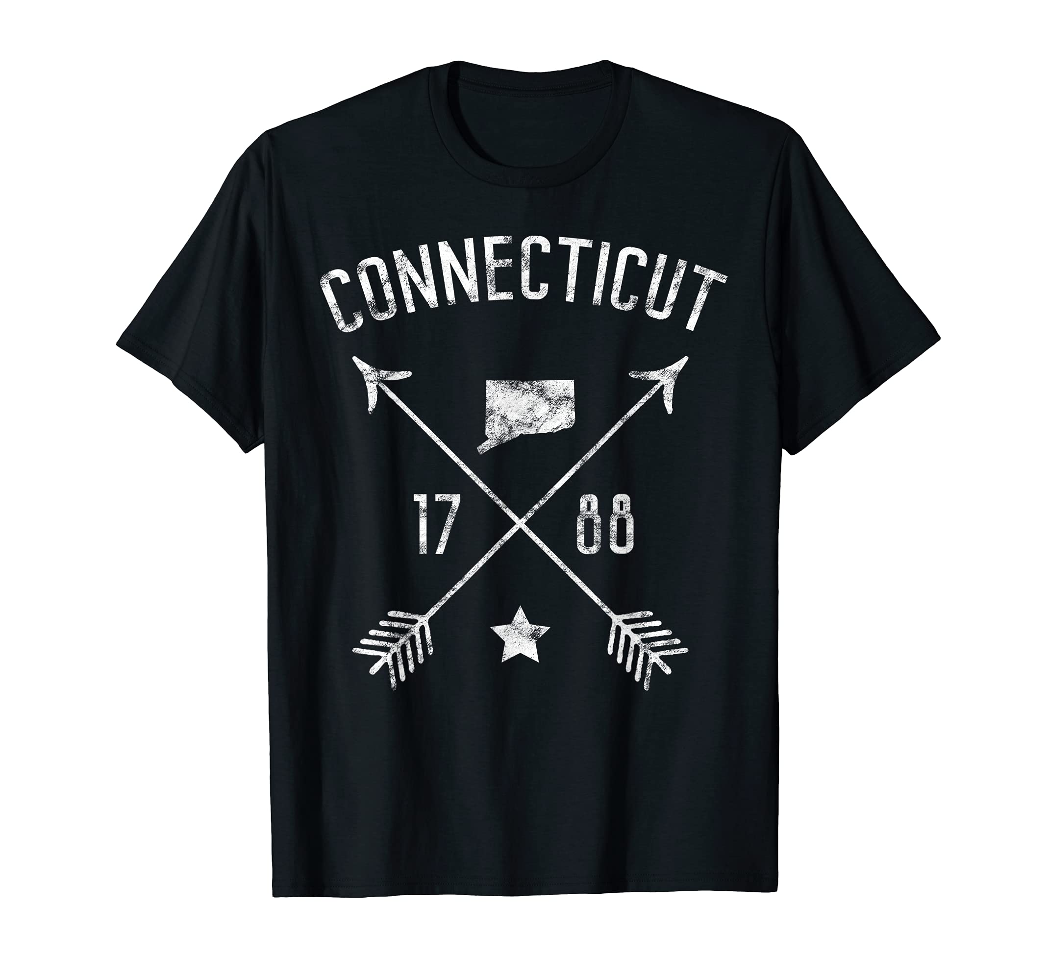 Connecticut Home State Outline Distressed T-Shirt - Graphic Print Men Women - T-Shirt, Sweatshirt, Hoodie