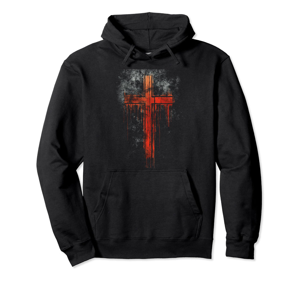 Cross Distressed 90S Goth Grunge Vibes 10 Hoodie - Graphic Print Unisex - T-Shirt, Sweatshirt, Hoodie