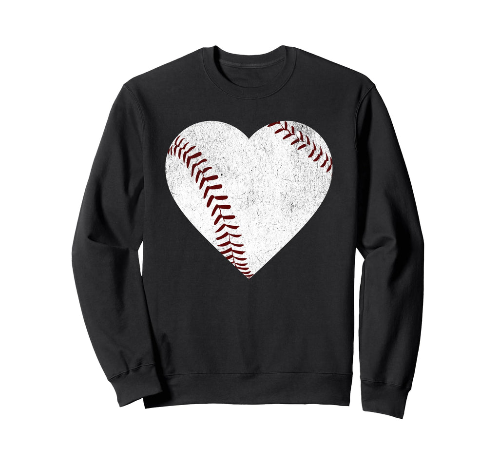 Distressed Baseball Heart Sweatshirt - Fun Novelty Design for Adults - T-Shirt, Sweatshirt, Hoodie