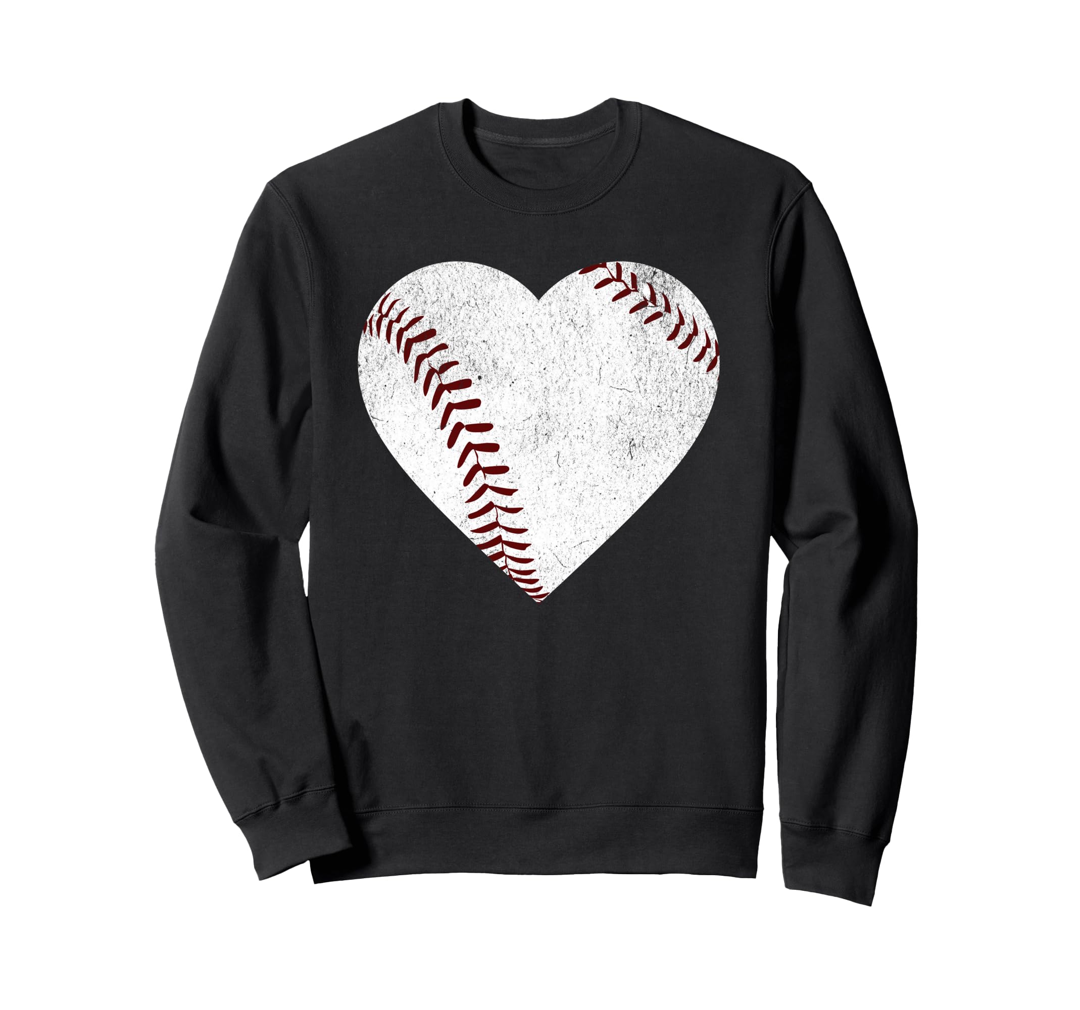Distressed Baseball Heart Sweatshirt - Fun Novelty Design for Adults - T-Shirt, Sweatshirt, Hoodie