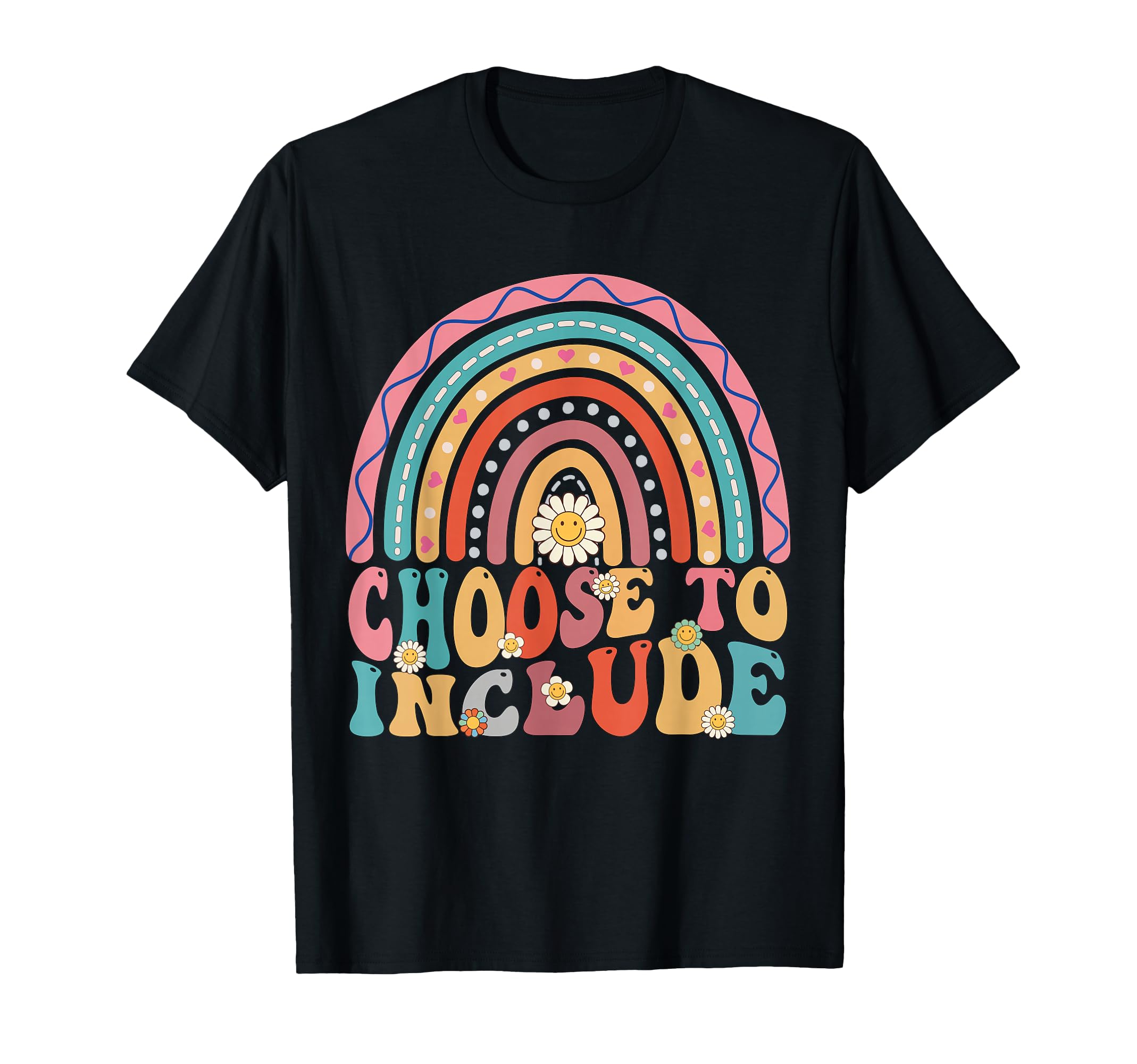 Choose To Include Autism Teacher Groovy T-Shirt - Custom Art Print Unisex - T-Shirt, Sweatshirt, Hoodie